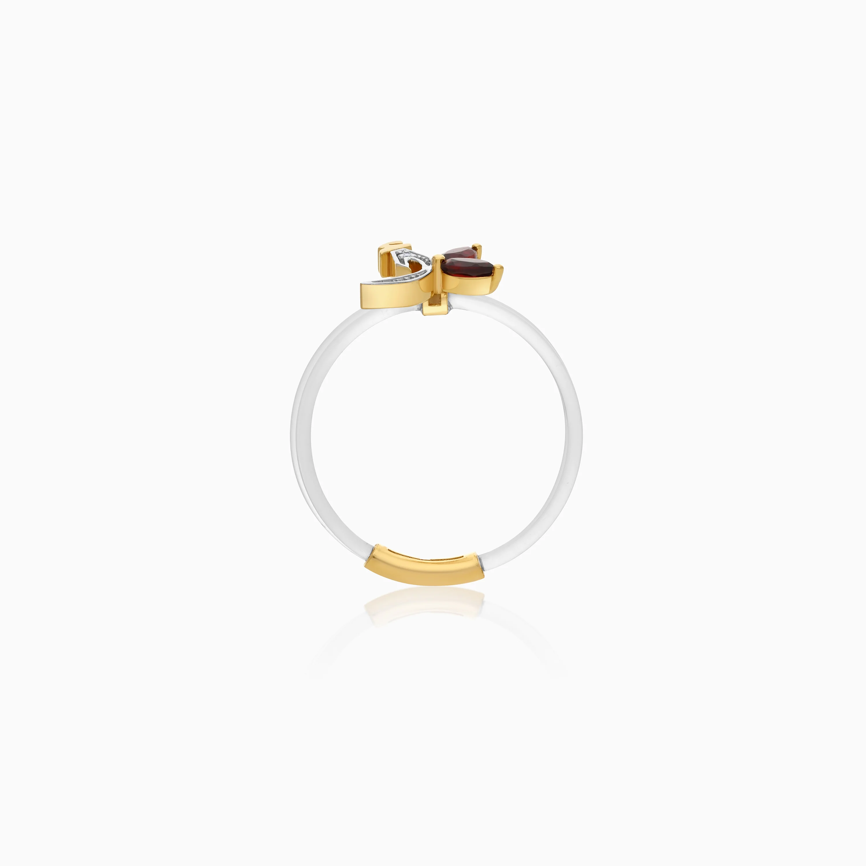 Floating Ring - Alif letter with Natural Diamonds and gemstones - Image 3