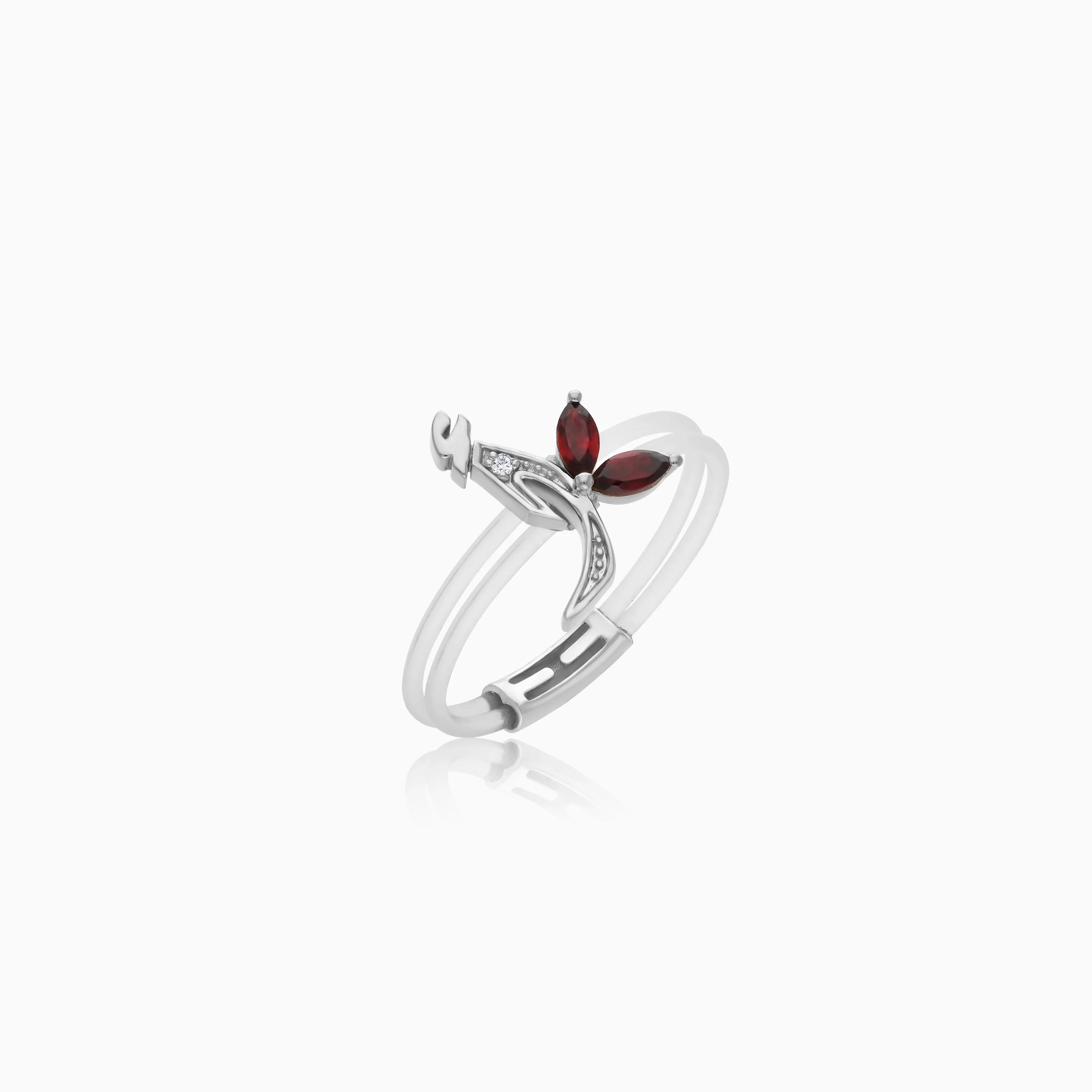 Floating Ring - Alif letter with Natural Diamonds and gemstones - Image 4