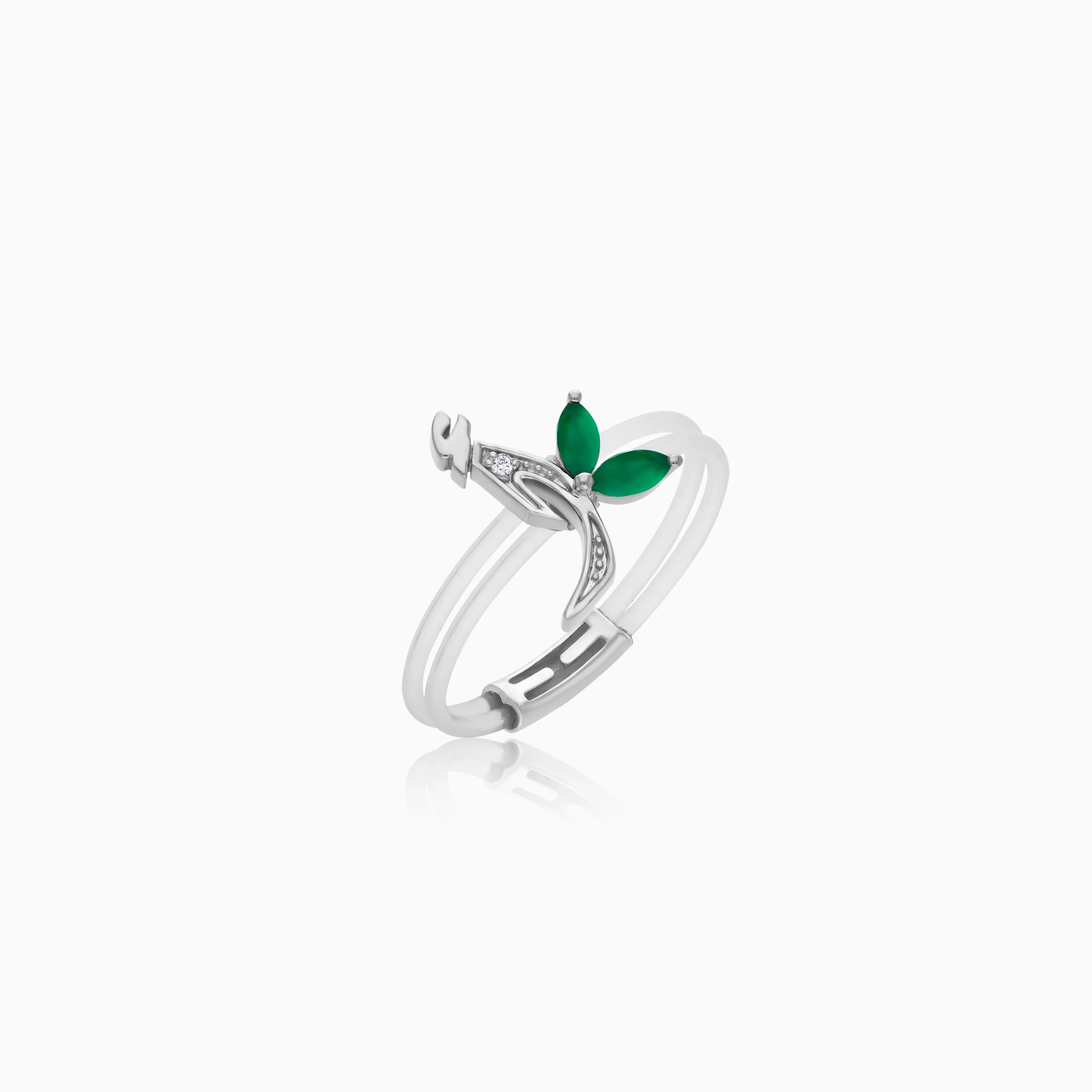 Floating Ring - Alif letter with Natural Diamonds and gemstones - Image 7