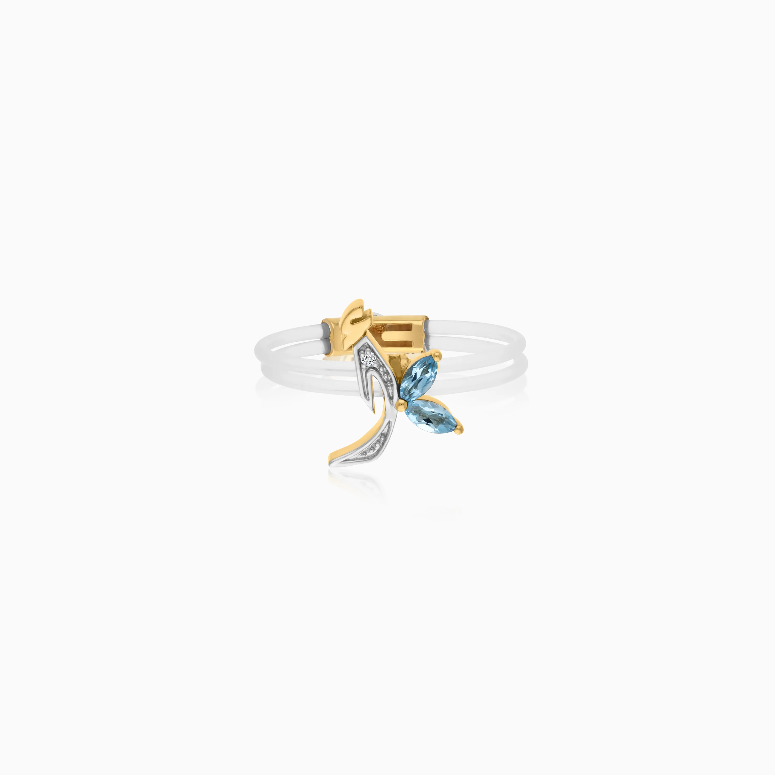 Floating Ring - Alif letter with Natural Diamonds and gemstones - Image 9