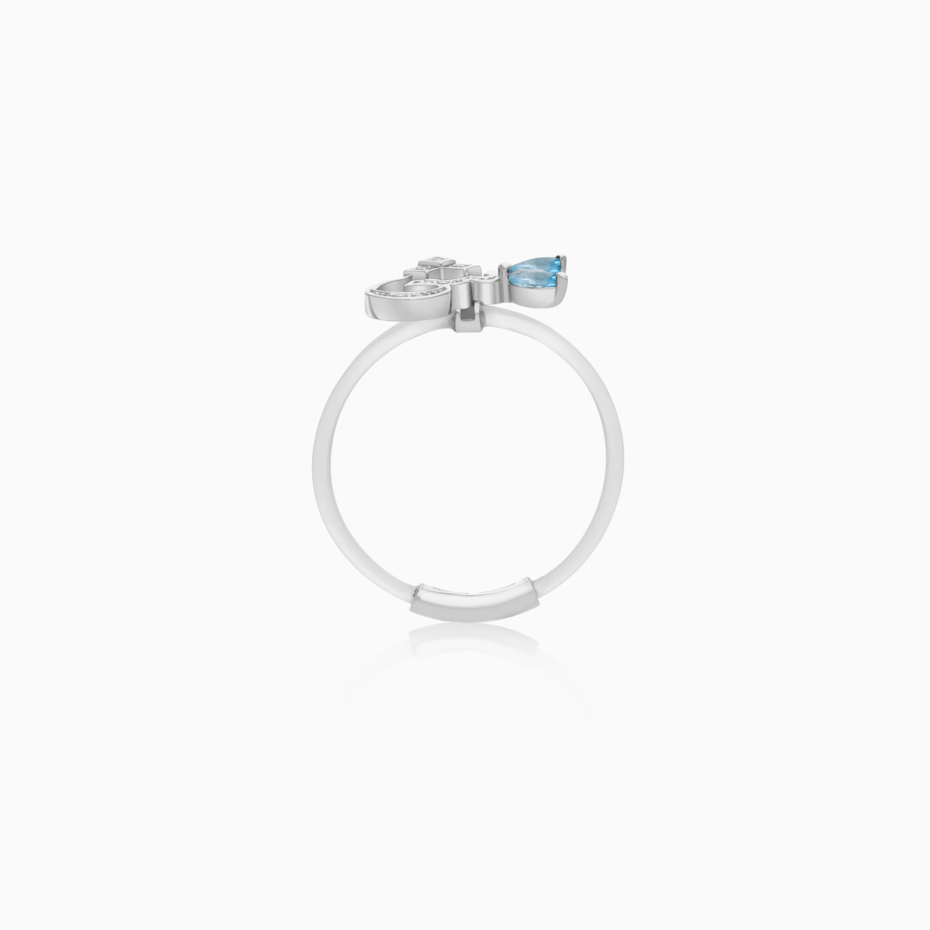 18K Gold Arabic Letter Sheen Ring with Natural Diamonds and Gemstones - Image 6