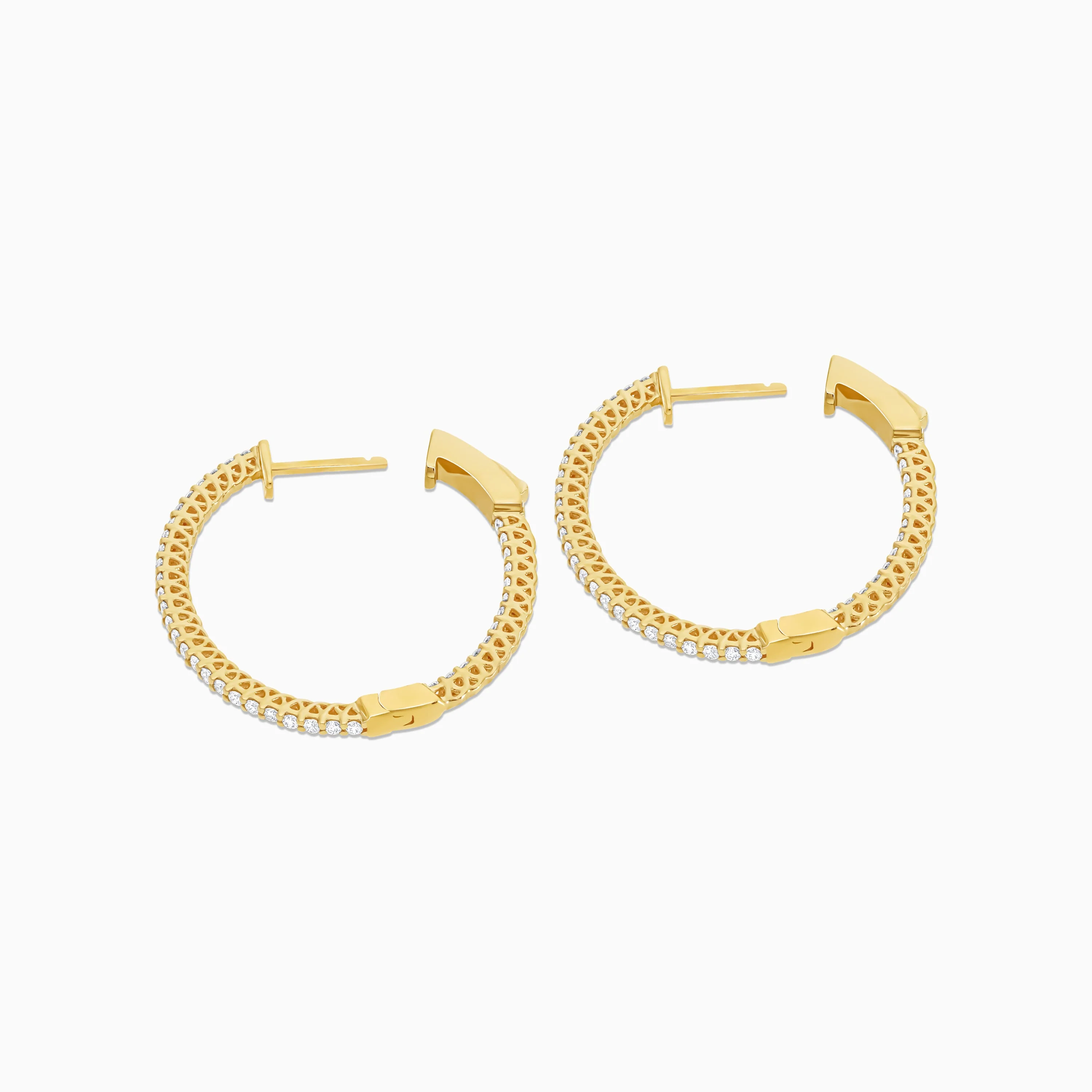 Elegant 18K Yellow Gold Round Diamond Hoops | Hoops Collection - Image 3