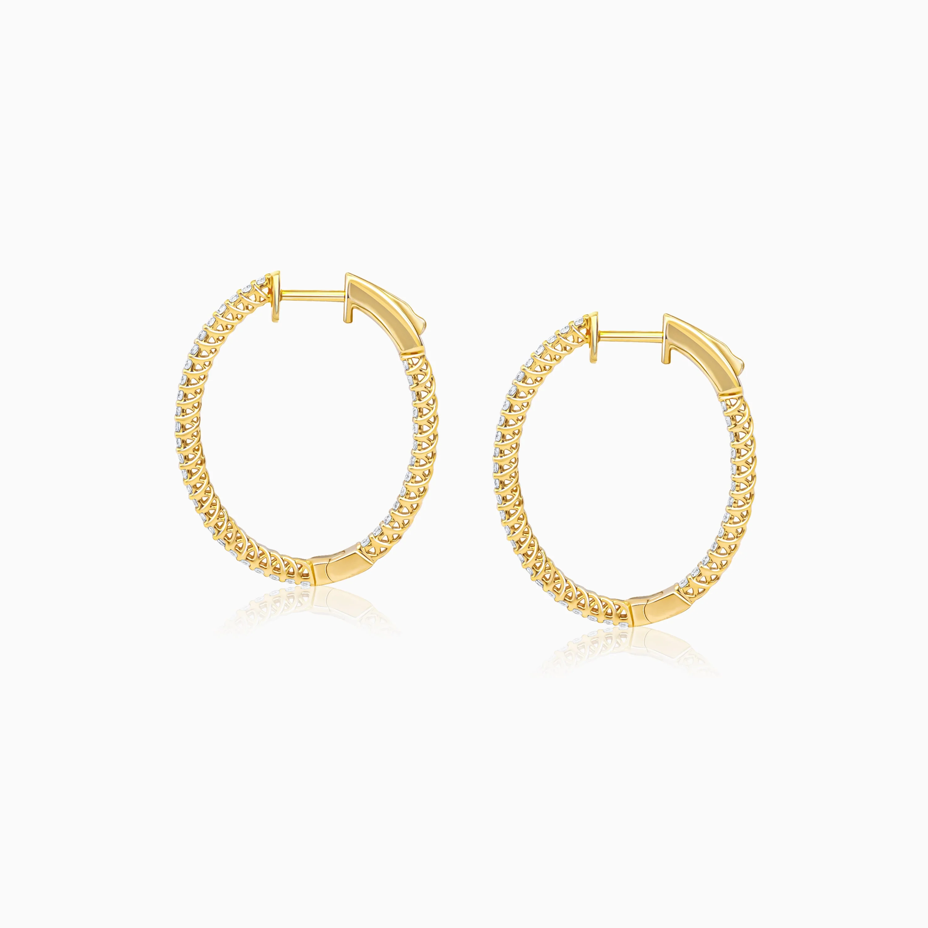 Elegant 18K Yellow Gold Round Diamond Hoops | Hoops Collection - Image 4