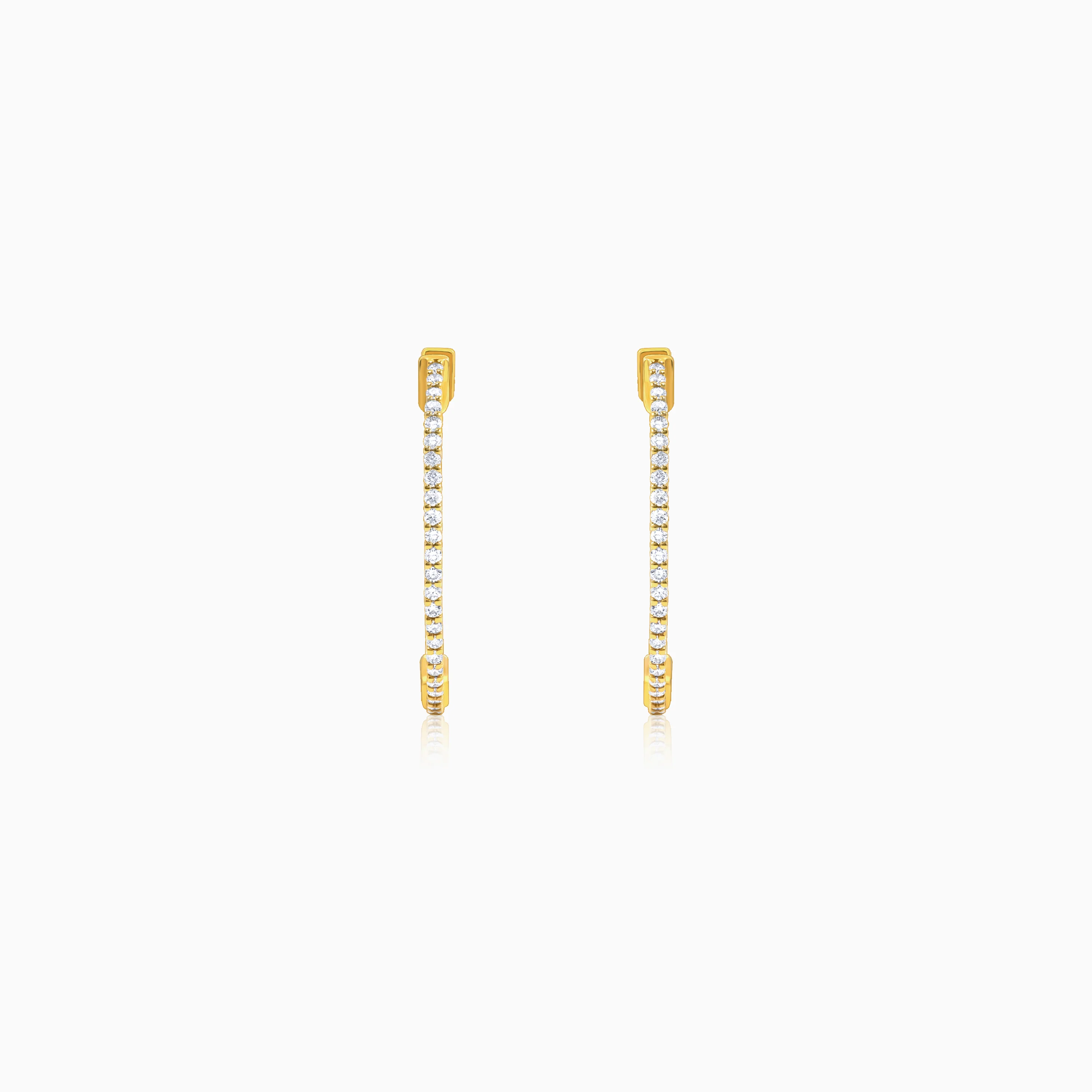 Elegant 18K Yellow Gold Round Diamond Hoops | Hoops Collection - Image 5