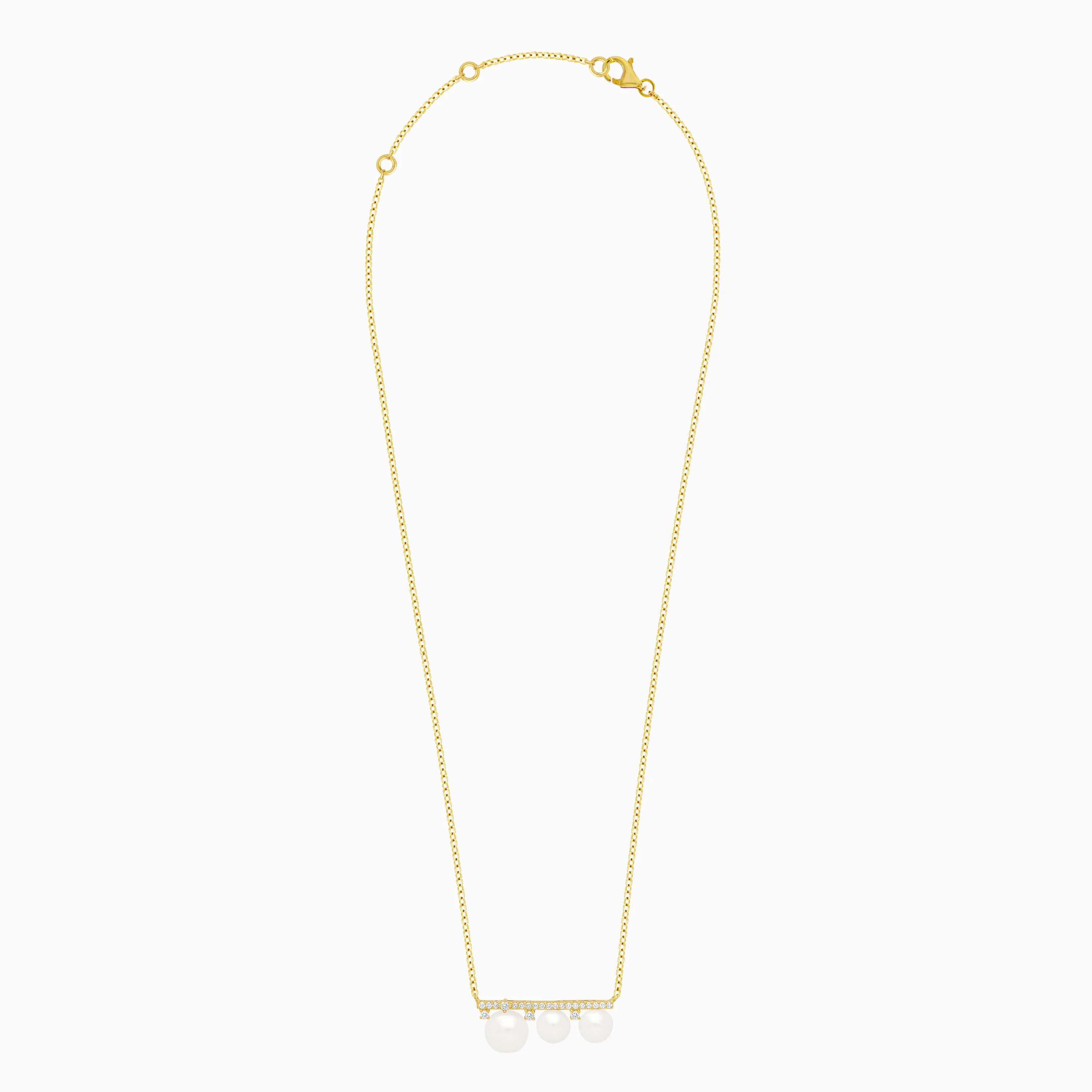 18k yellow necklace decorated with natural diamond and multiple sizes of pearls | Danah collection - Image 3