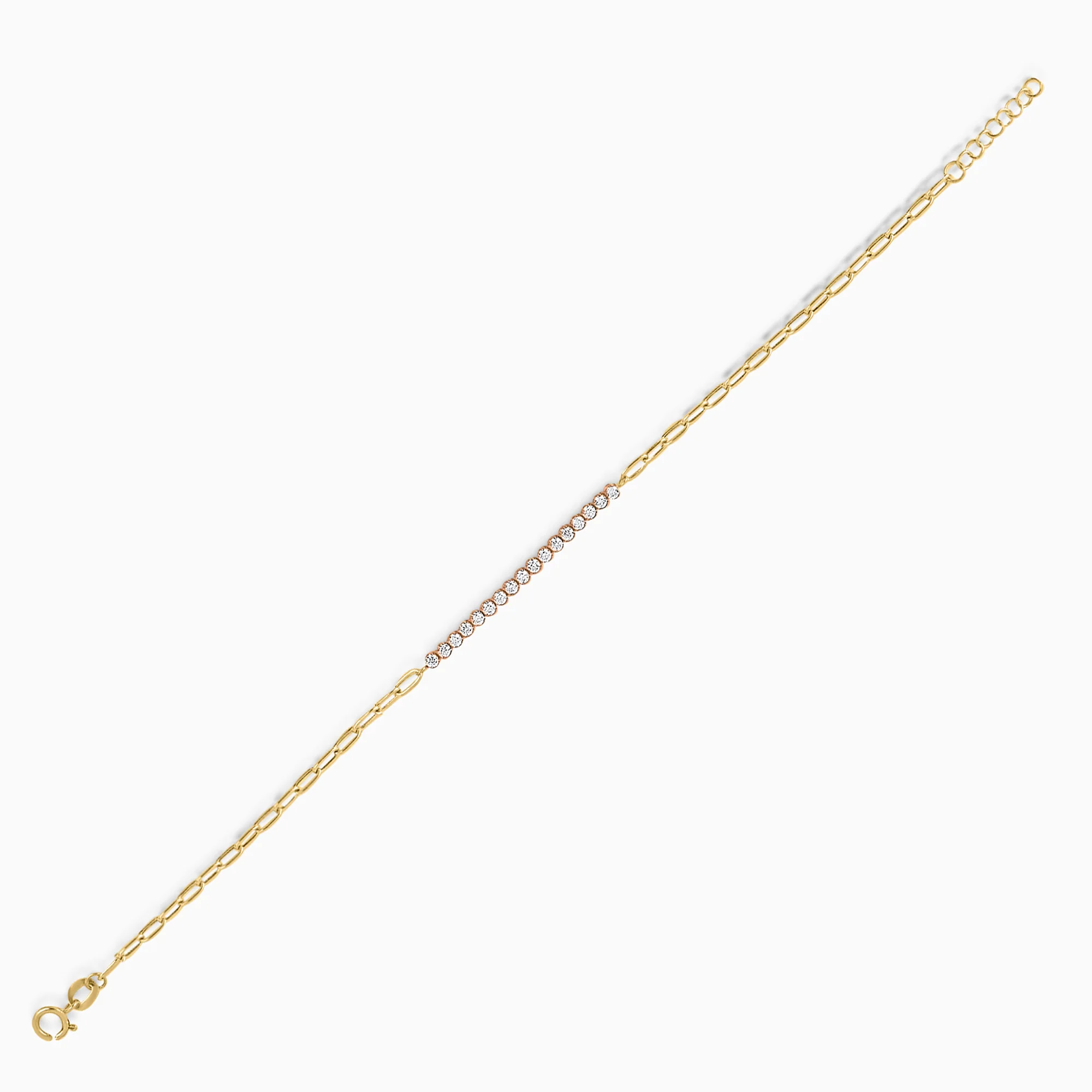 18K Yellow & Rose Gold Cable Chain Bracelet with Zircon stones - Image 2