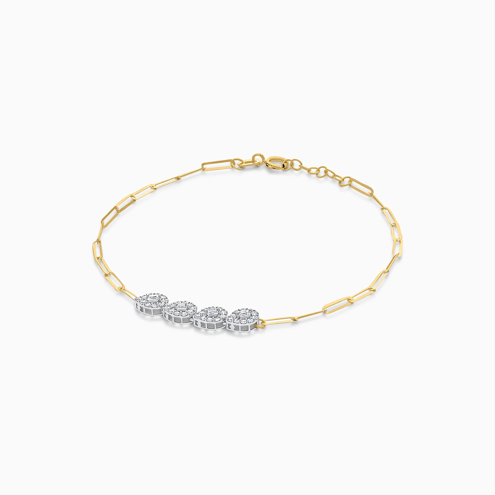18K Yellow & White Bracelet with Zircon Drop shapes in the centre - Image 3