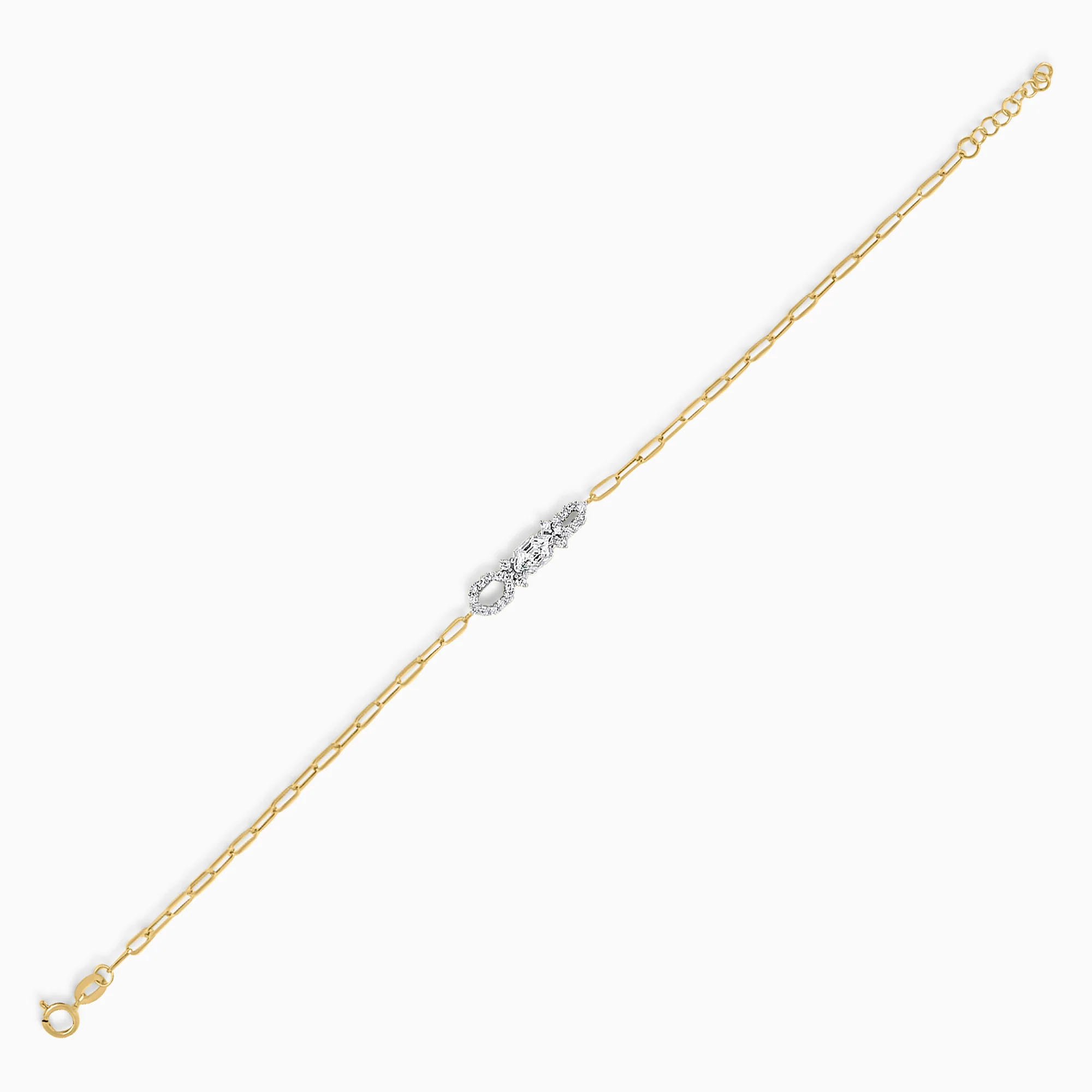 18K Yellow & White Gold Bracelet Decorated with Zircon stones - Image 2