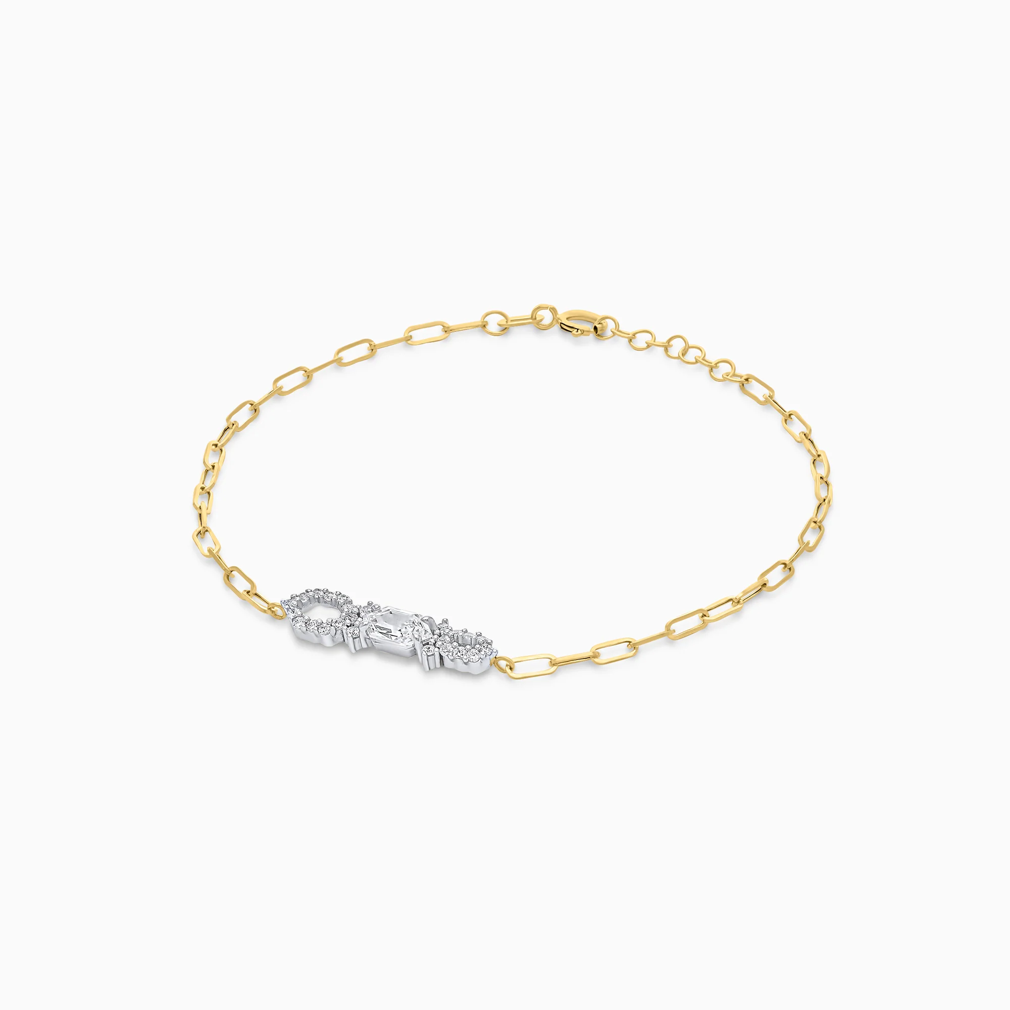 18K Yellow & White Gold Bracelet Decorated with Zircon stones - Image 3