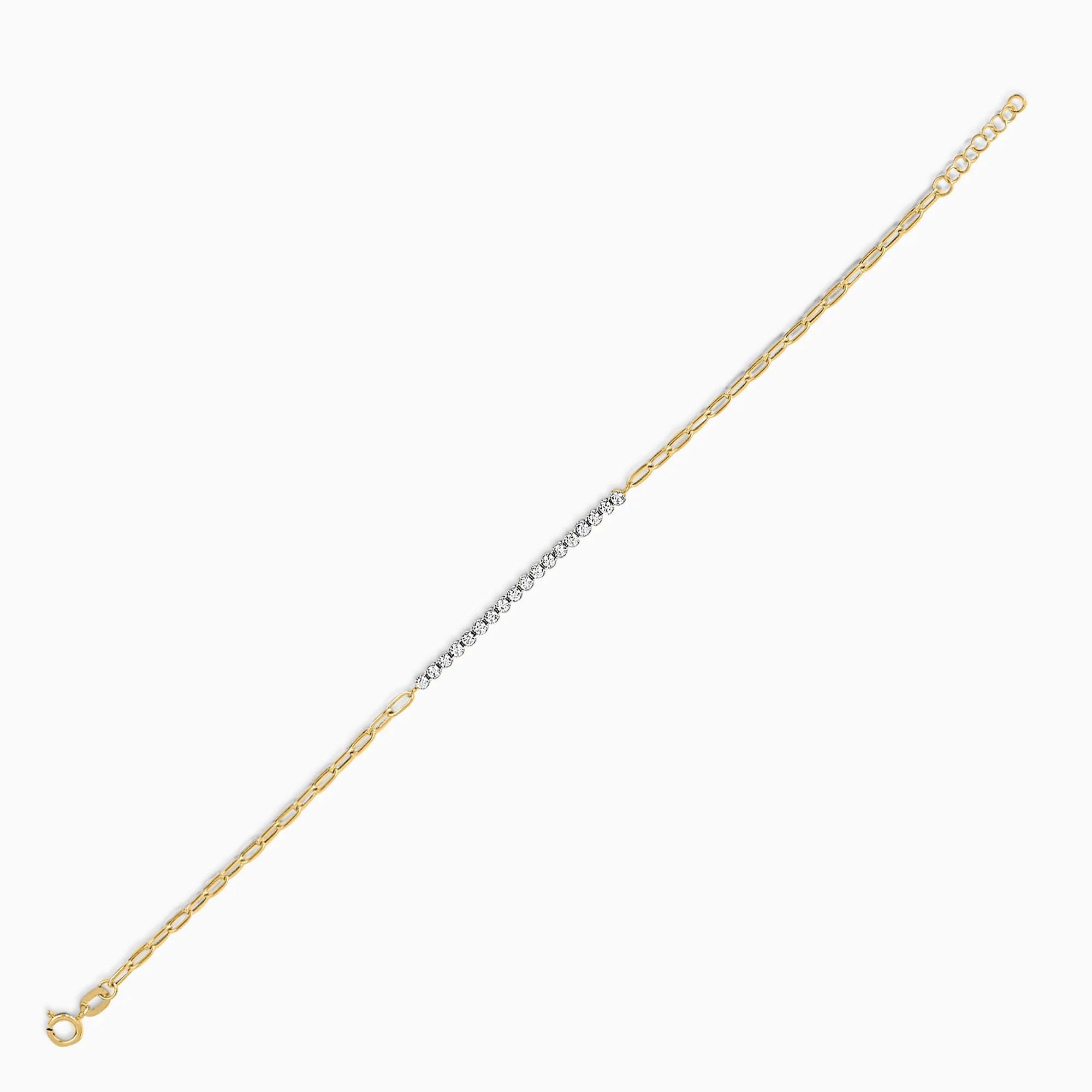 18K Yellow & White Gold Zircon Bracelet - Image 2