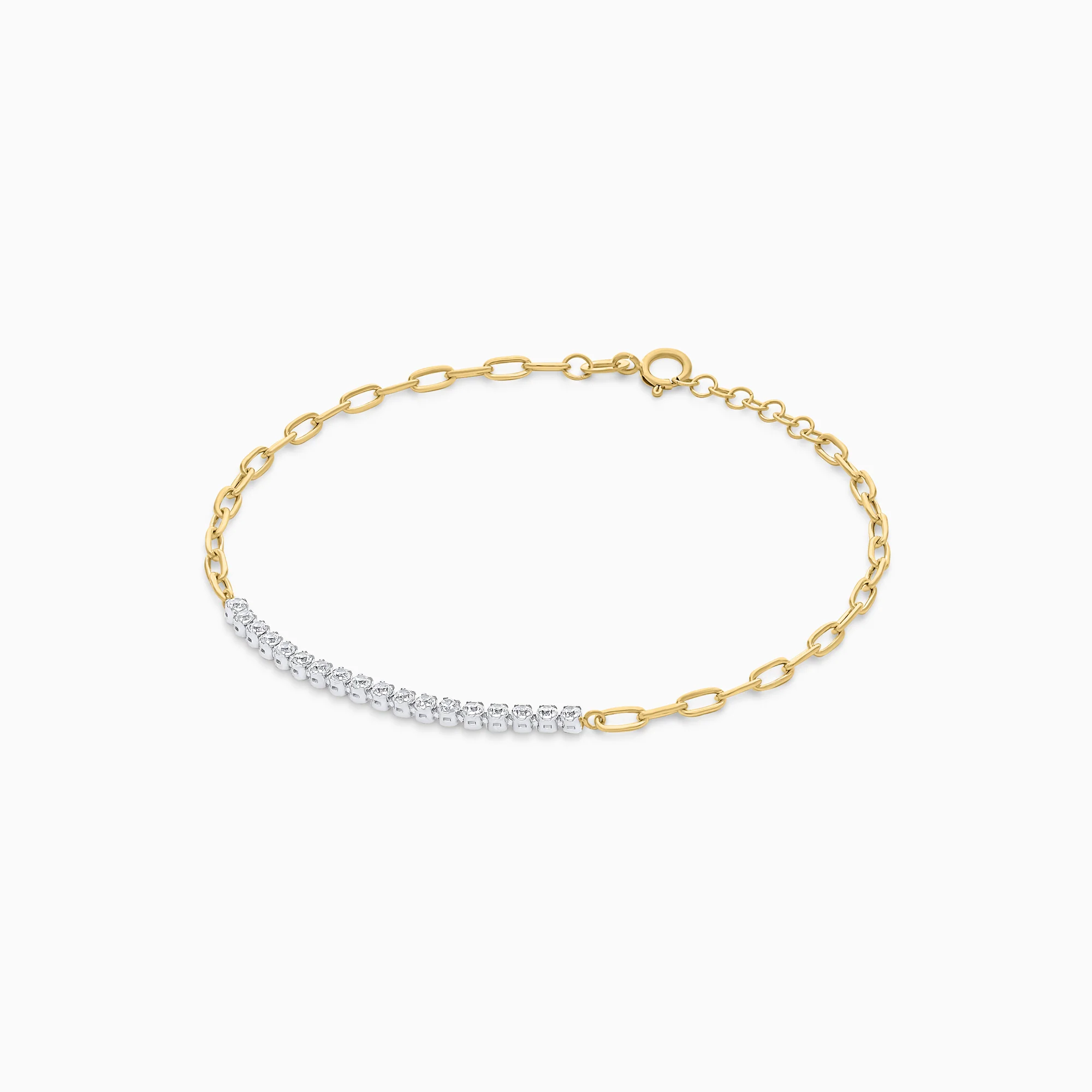 18K Yellow & White Gold Zircon Bracelet - Image 3