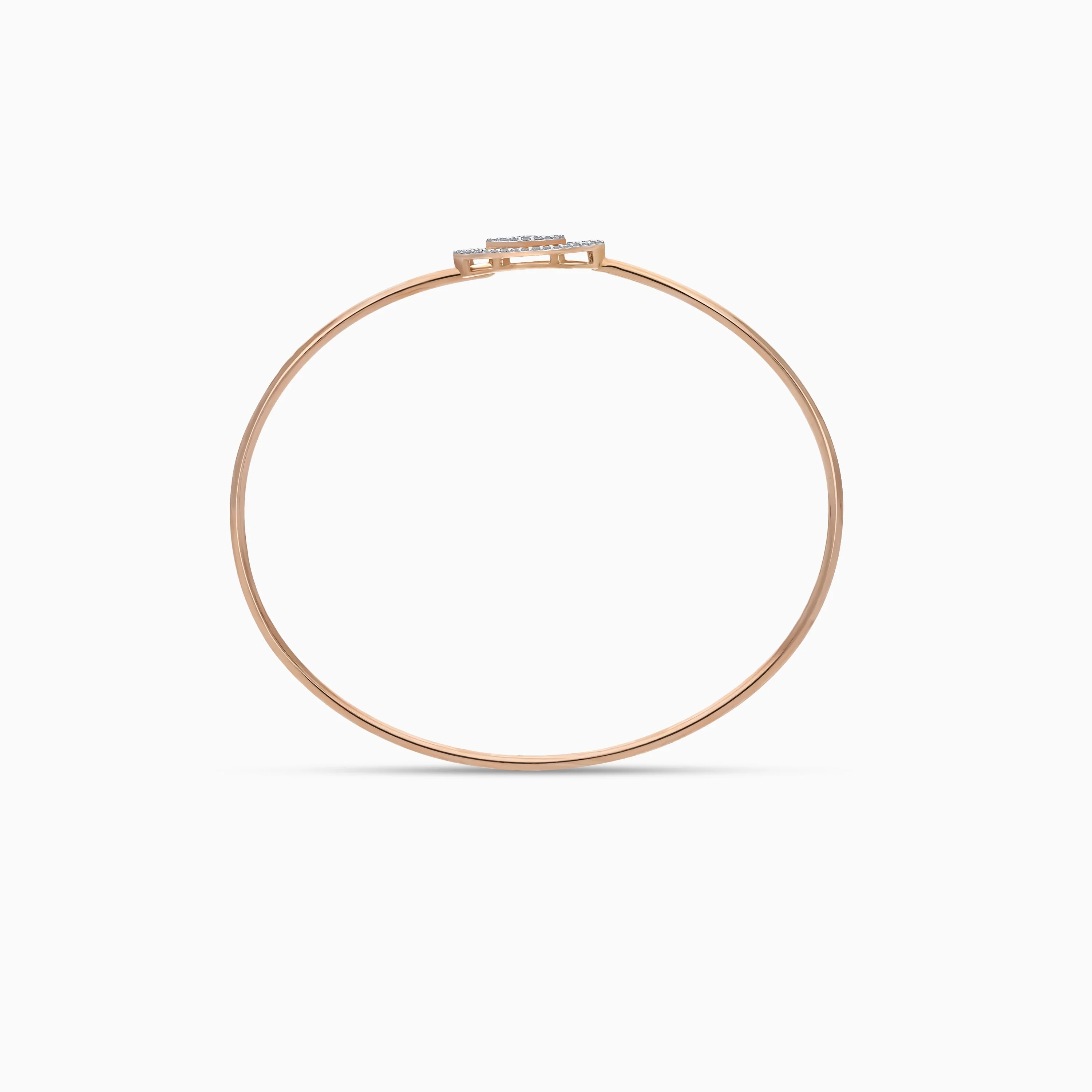 Ada Oval Bangle in 18k Rose Gold with Natural Diamond | Ada Collection - Image 3