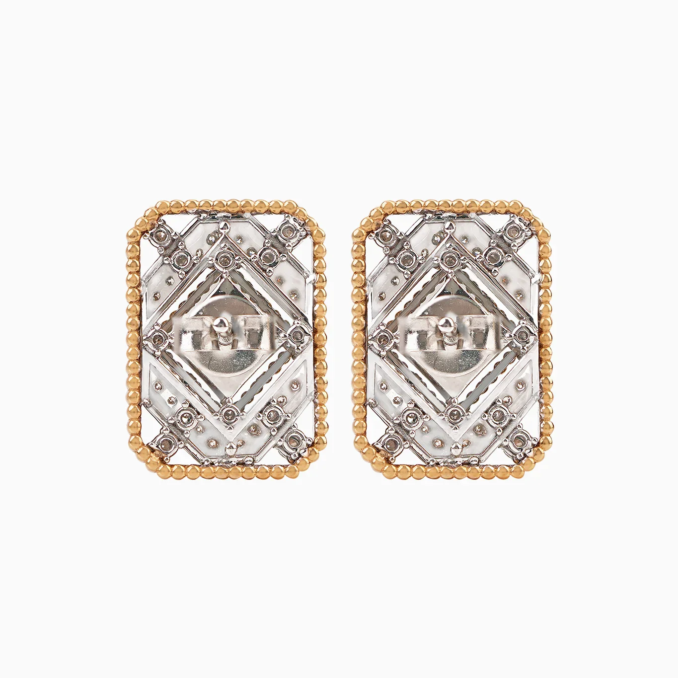 18K Yellow and white Gold Earrings Adorned with Natural Diamonds – Tablah Diamond Collection - Image 3