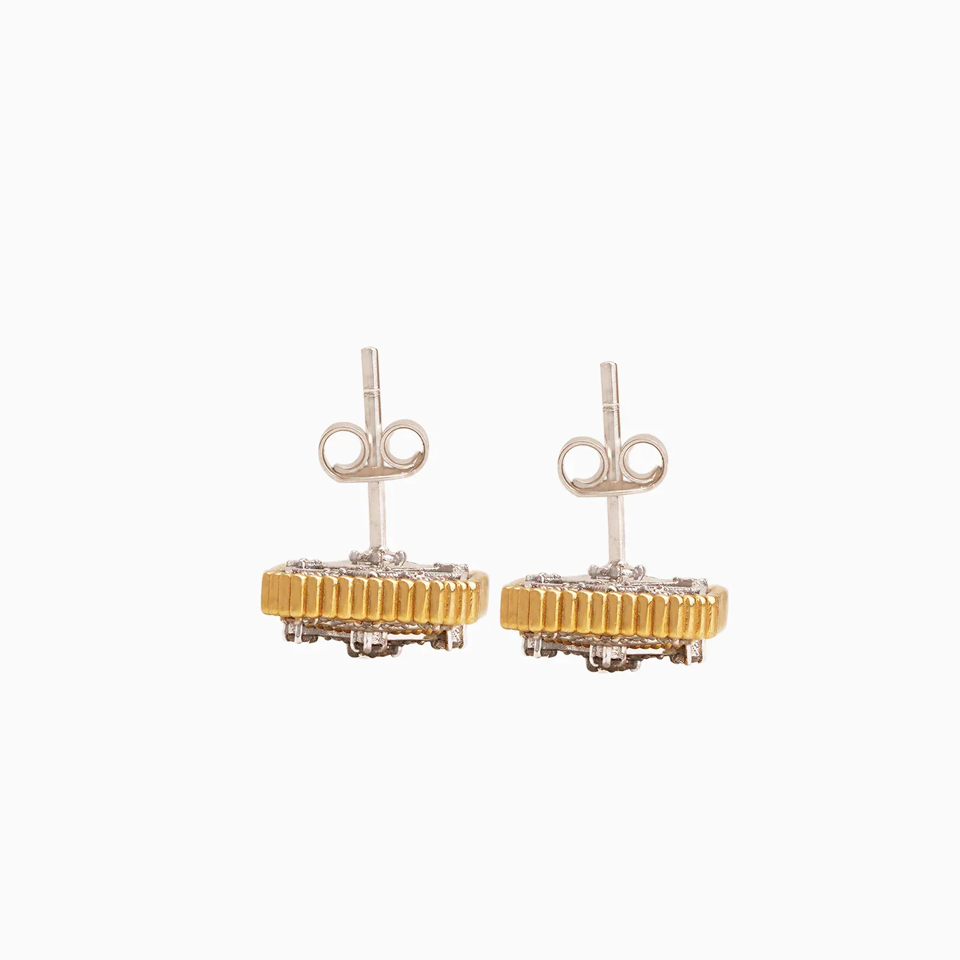 18K Yellow and white Gold Earrings Adorned with Natural Diamonds – Tablah Diamond Collection - Image 5