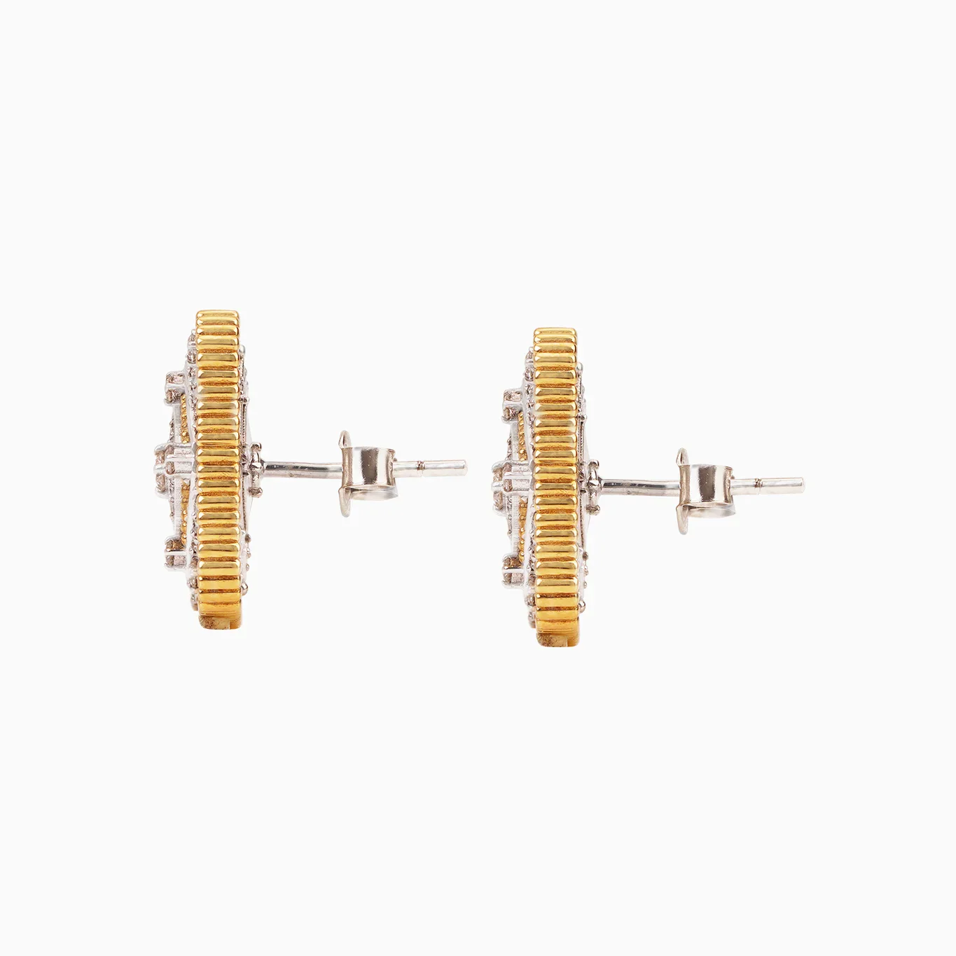 18K Yellow and white Gold Earrings Adorned with Natural Diamonds – Tablah Diamond Collection - Image 6