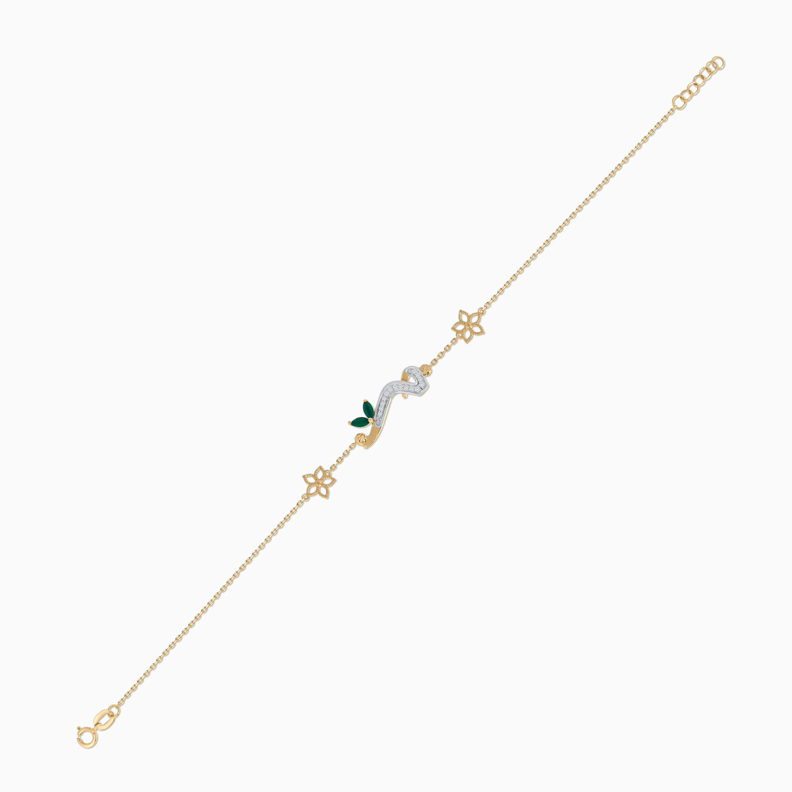 Arabic ‘Meem’ Letter Bracelet in 18K Gold | Horoufi Diamond Collection - Image 3