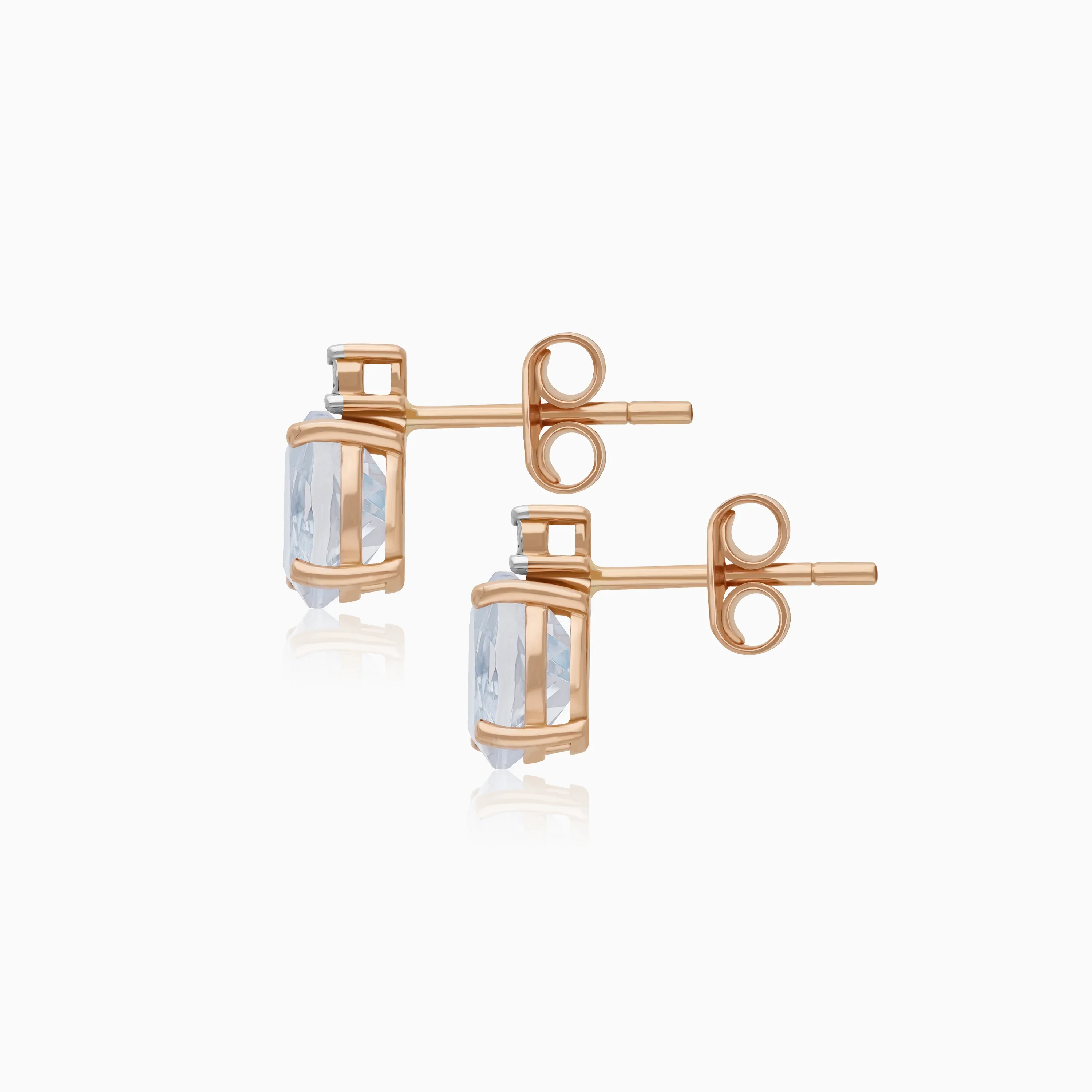 Beautiful 18k Rose Gold Earrings with Aquamarine and Natuarl Diamond stones | Colour Classic Collection - Image 3