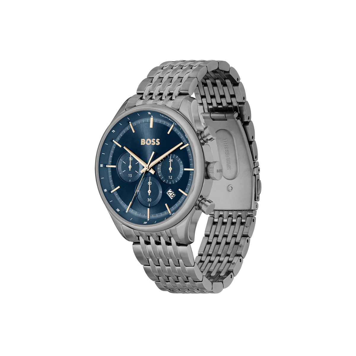 Boss Gregor Mens Round 45mm Stainless Steel Case Stainless Steel Bracelet Grey Dial - Image 3