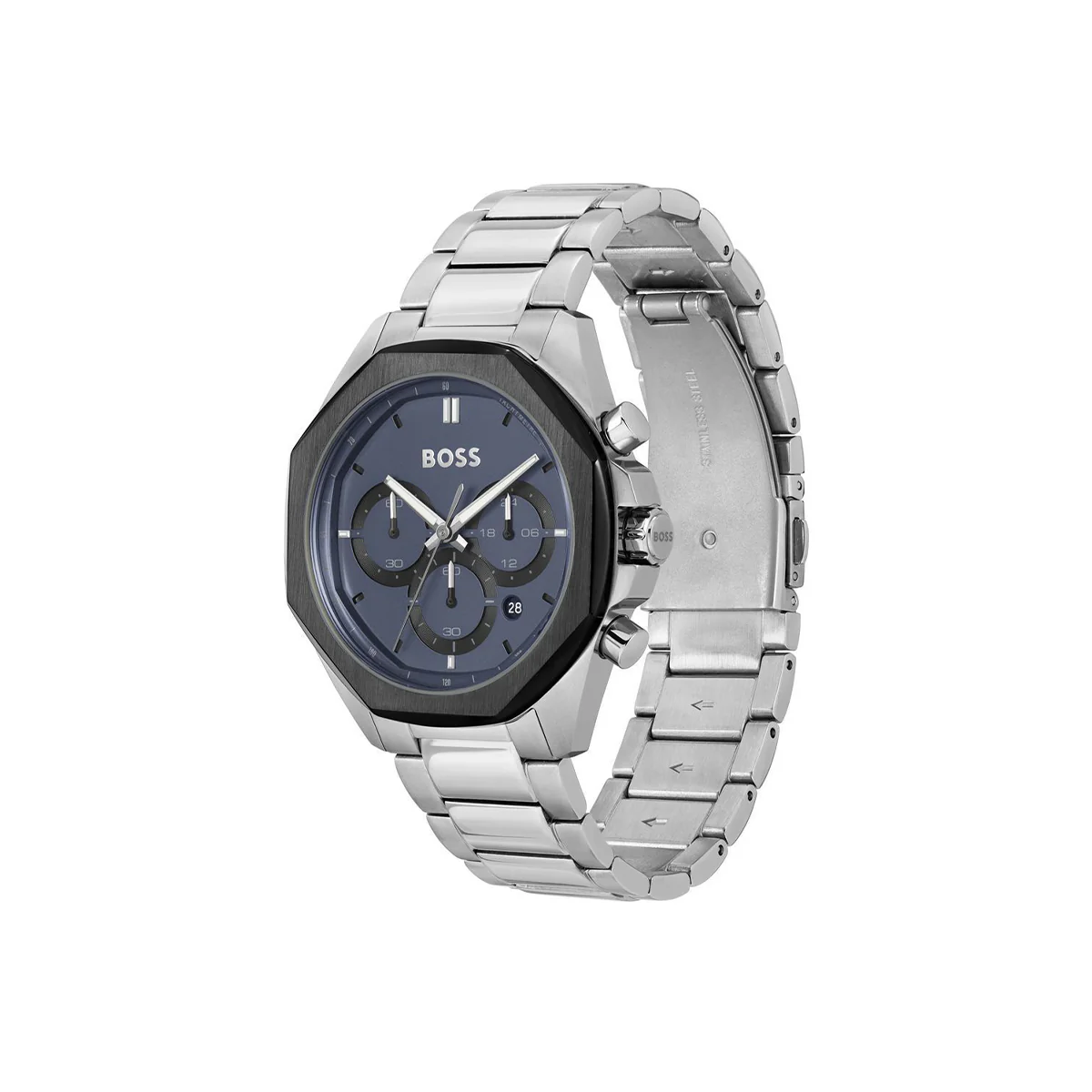 Boss Quartz Movement Watch  In A Round Case With Stainless Steel Bracelet And Blue Dial - Image 3