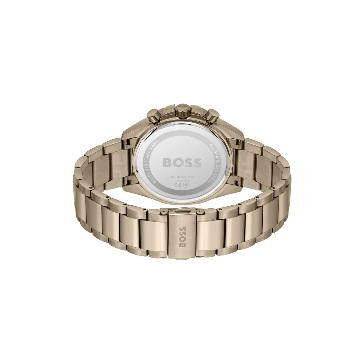 Boss Watch Quartz Movement In A Round Case With Beige Stainless Steel Bracelet And Green Dial - Image 4