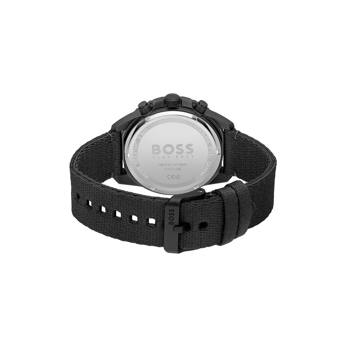 Boss Watch Quartz movement in a Round case with Black Nylon strap and Black Dial - Image 4