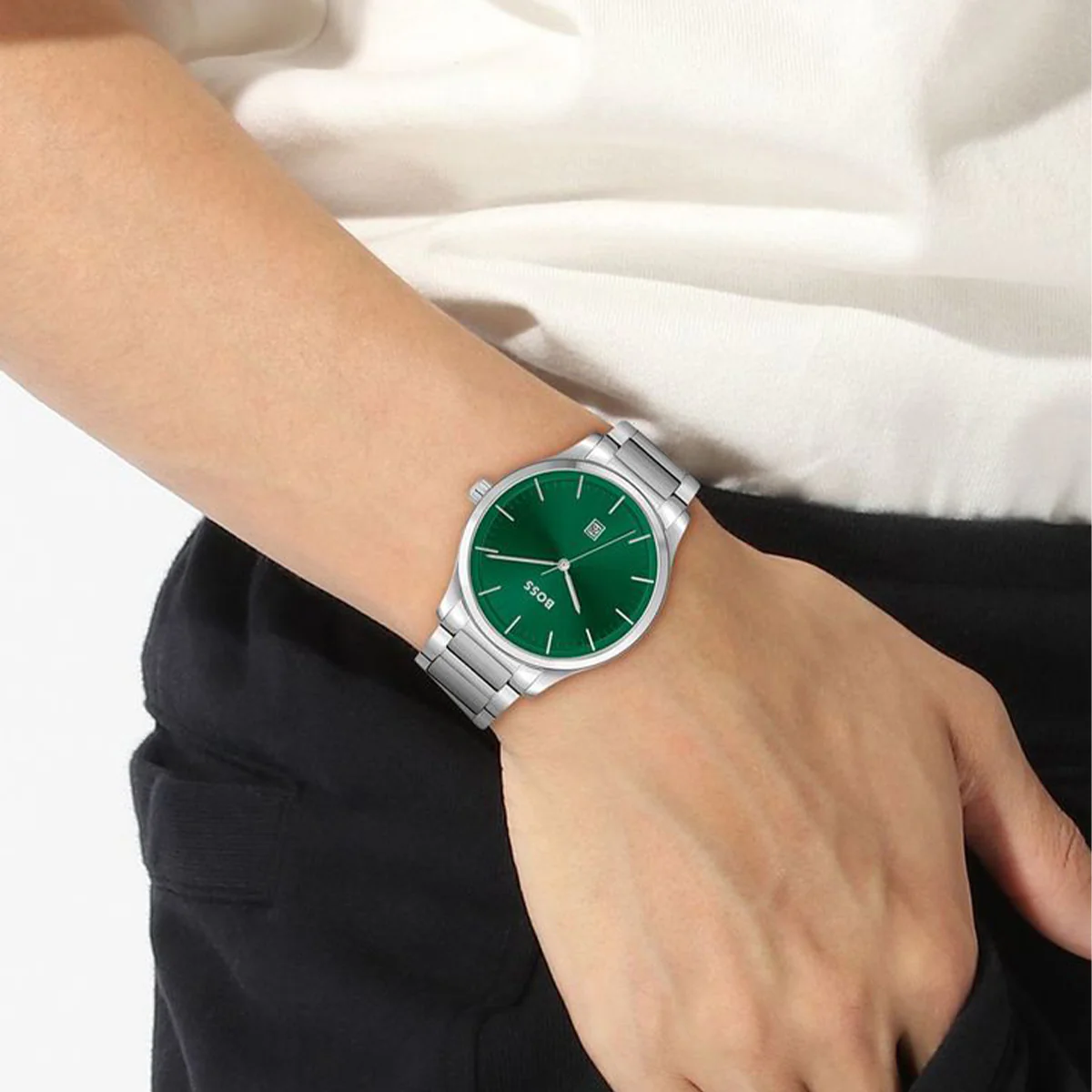Boss Watch Reason Mens Round 43mm Stainless Steel Case Stainless Steel Bracelet Stainless Steel Dial - Image 2
