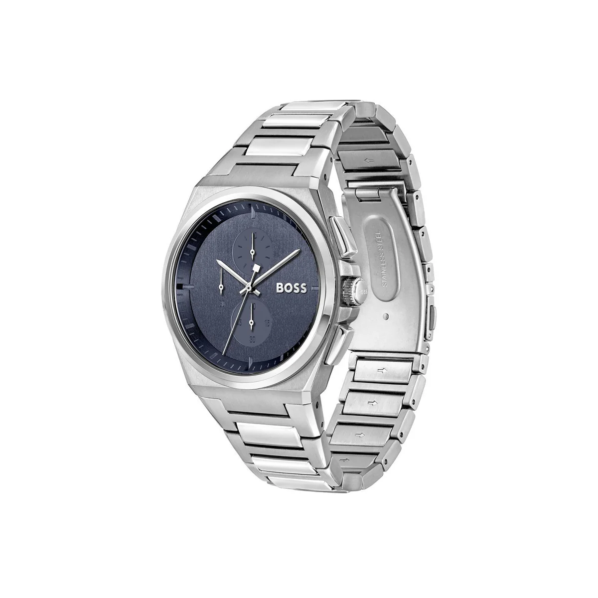 Boss Watch Quartz Movement In A Tonneau Case With Stainless Steel Bracelet And Blue Dial - Image 3