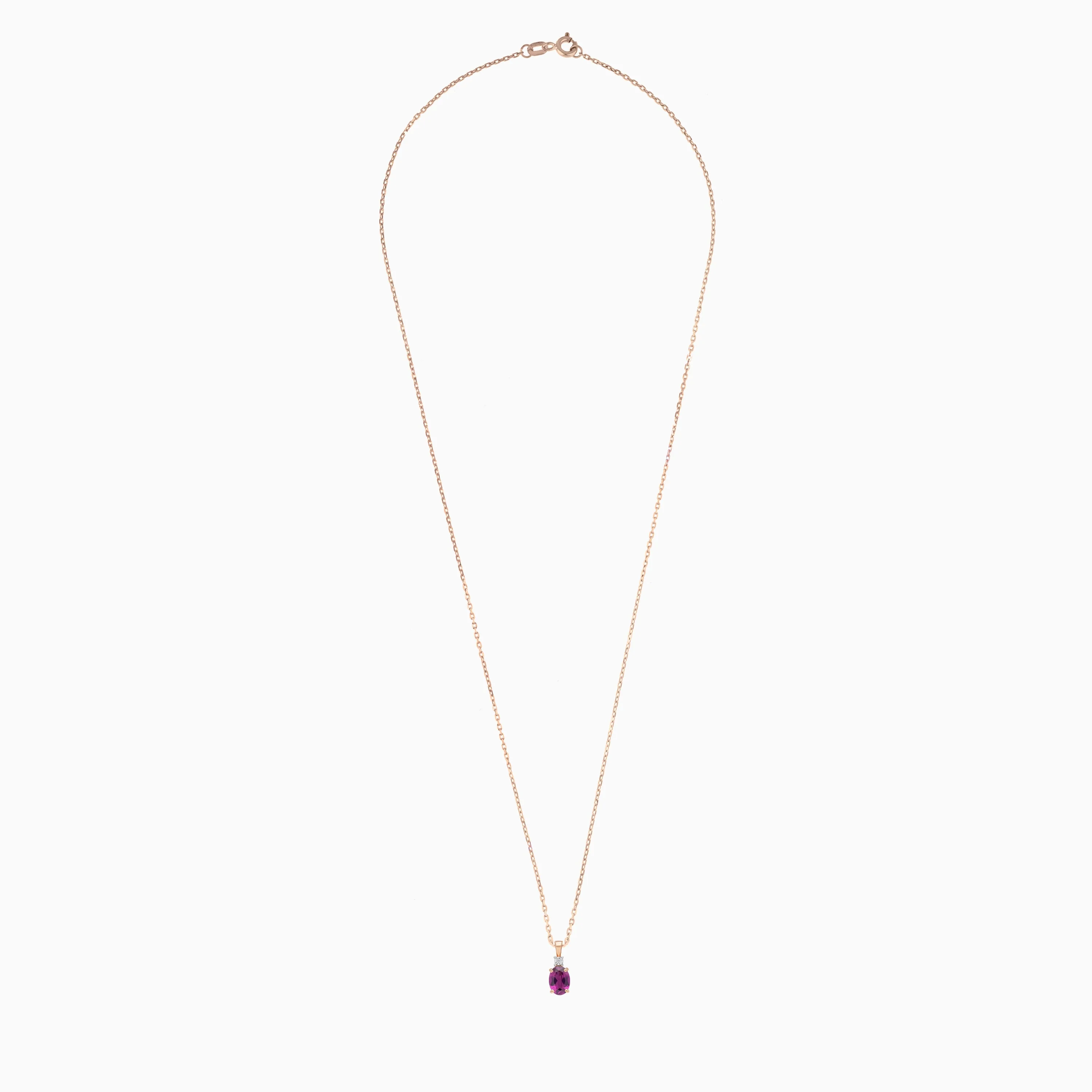 Bright Rhodolite Garnet & Natural Diamond Necklace in 18k Rose Gold | Colour Classic Collection - Image 2