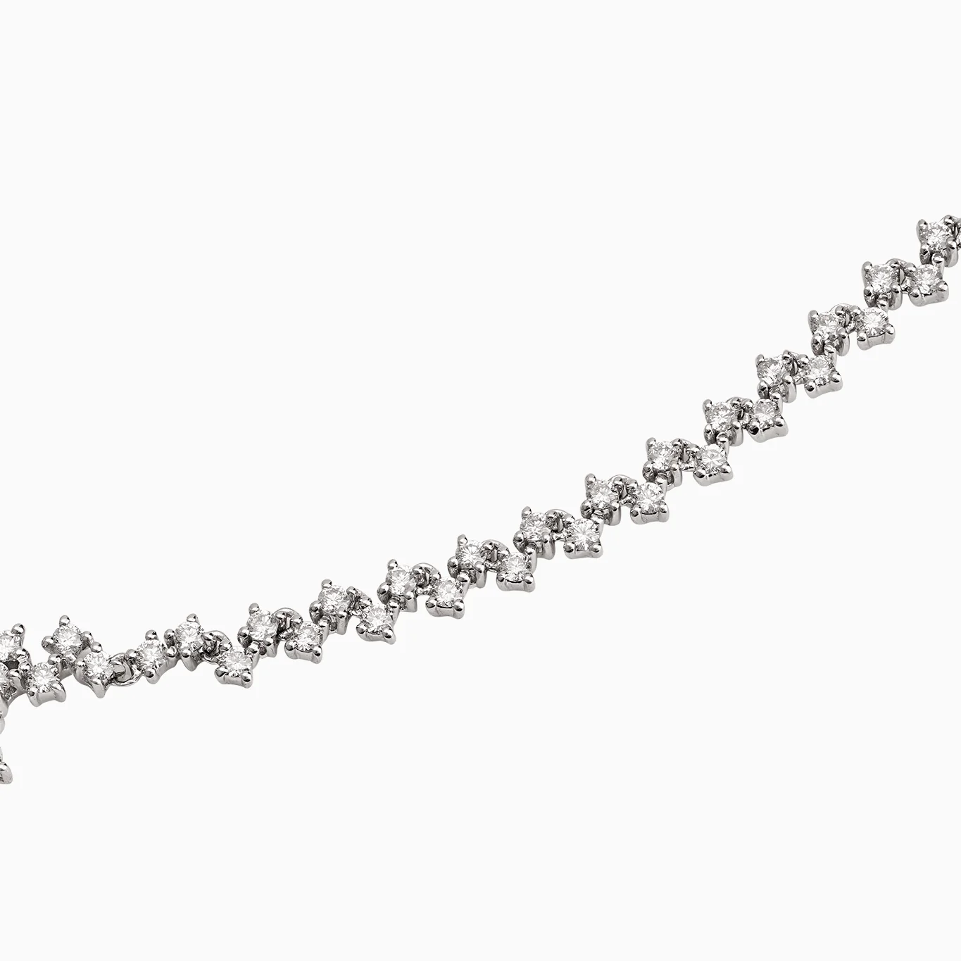 White Gold Necklace with Square Baguette and Round Diamonds – Carre Collection - Image 3