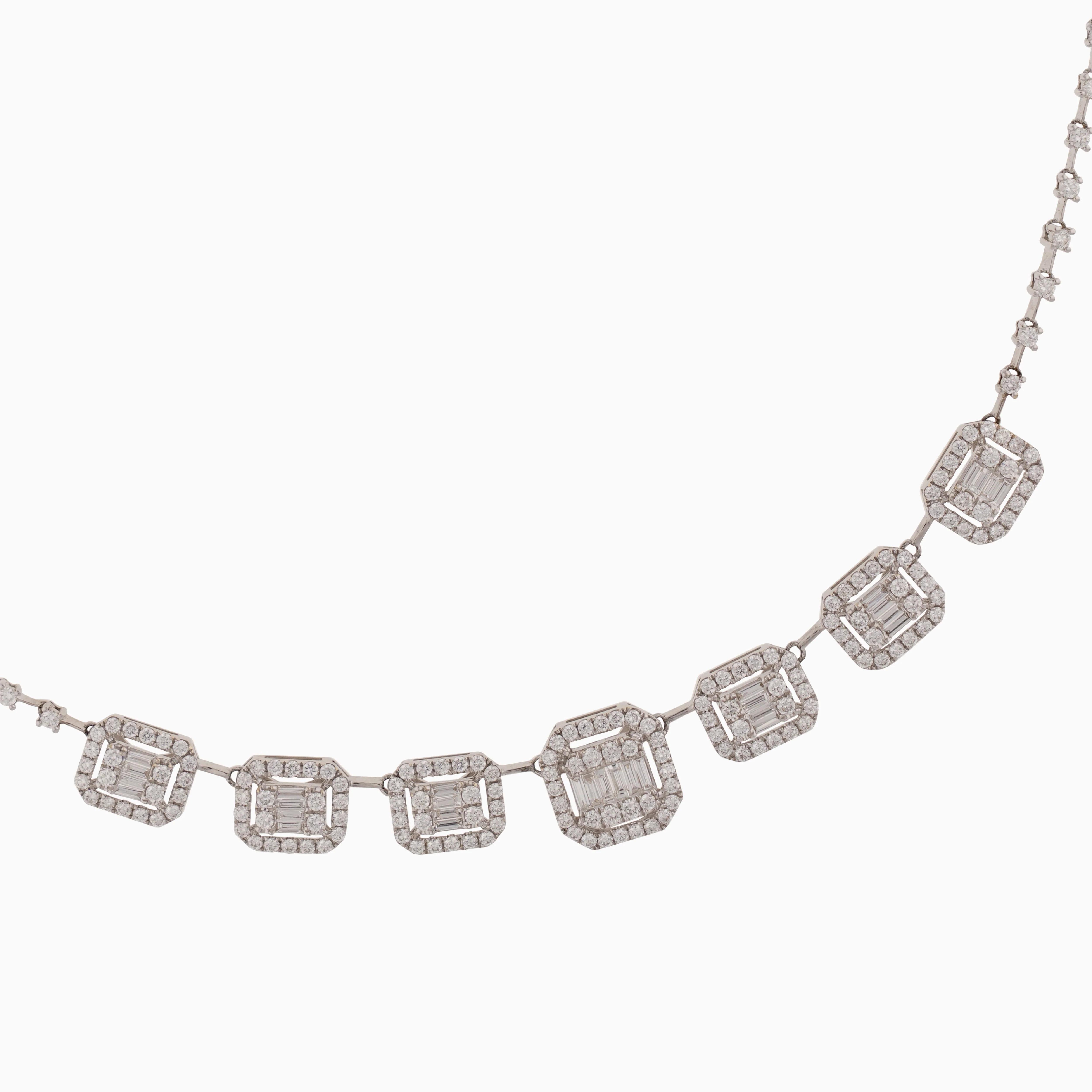 18k White Gold Necklace Decorated With Natural Diamonds From Carre Collection - Image 2