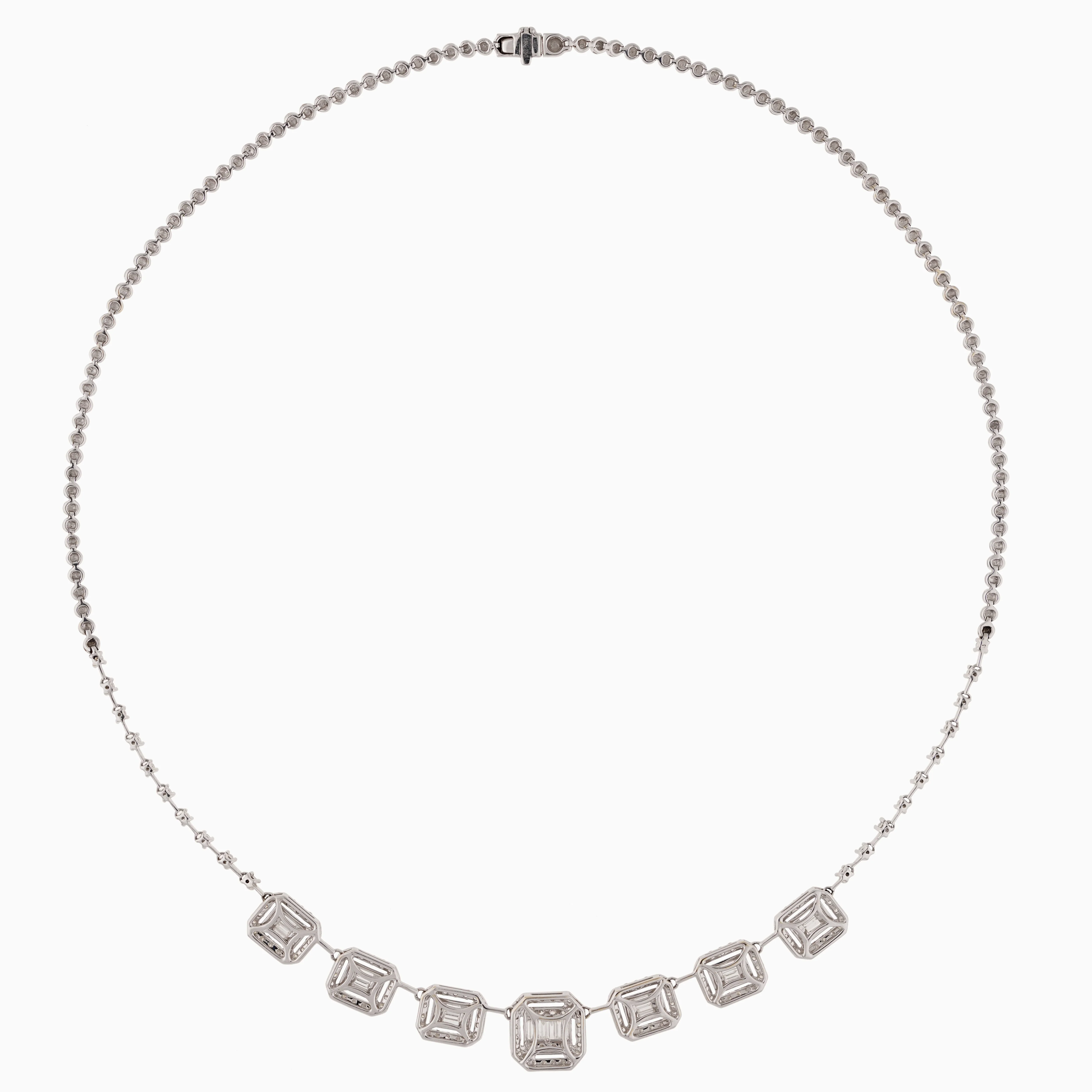 18k White Gold Necklace Decorated With Natural Diamonds From Carre Collection - Image 3
