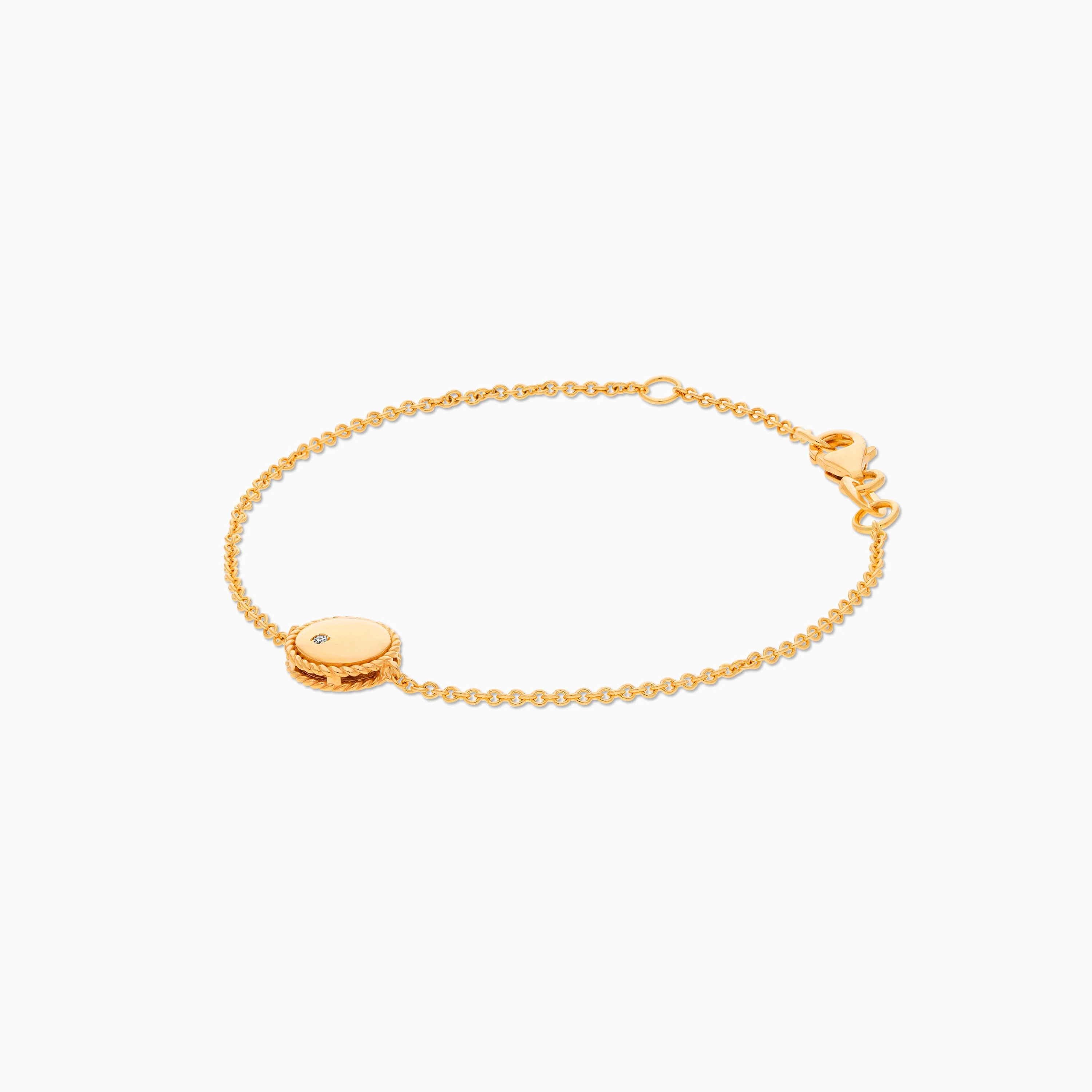 18k yellow gold Kids Bracelet with Single Natural Diamond - Image 2
