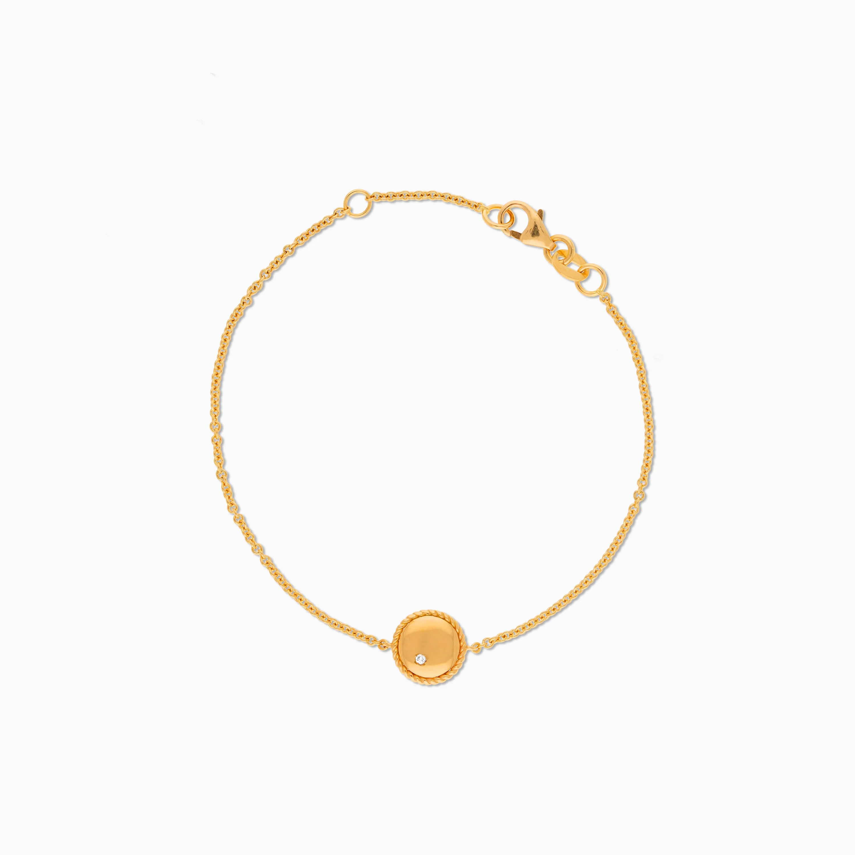 18k yellow gold Kids Bracelet with Single Natural Diamond - Image 3