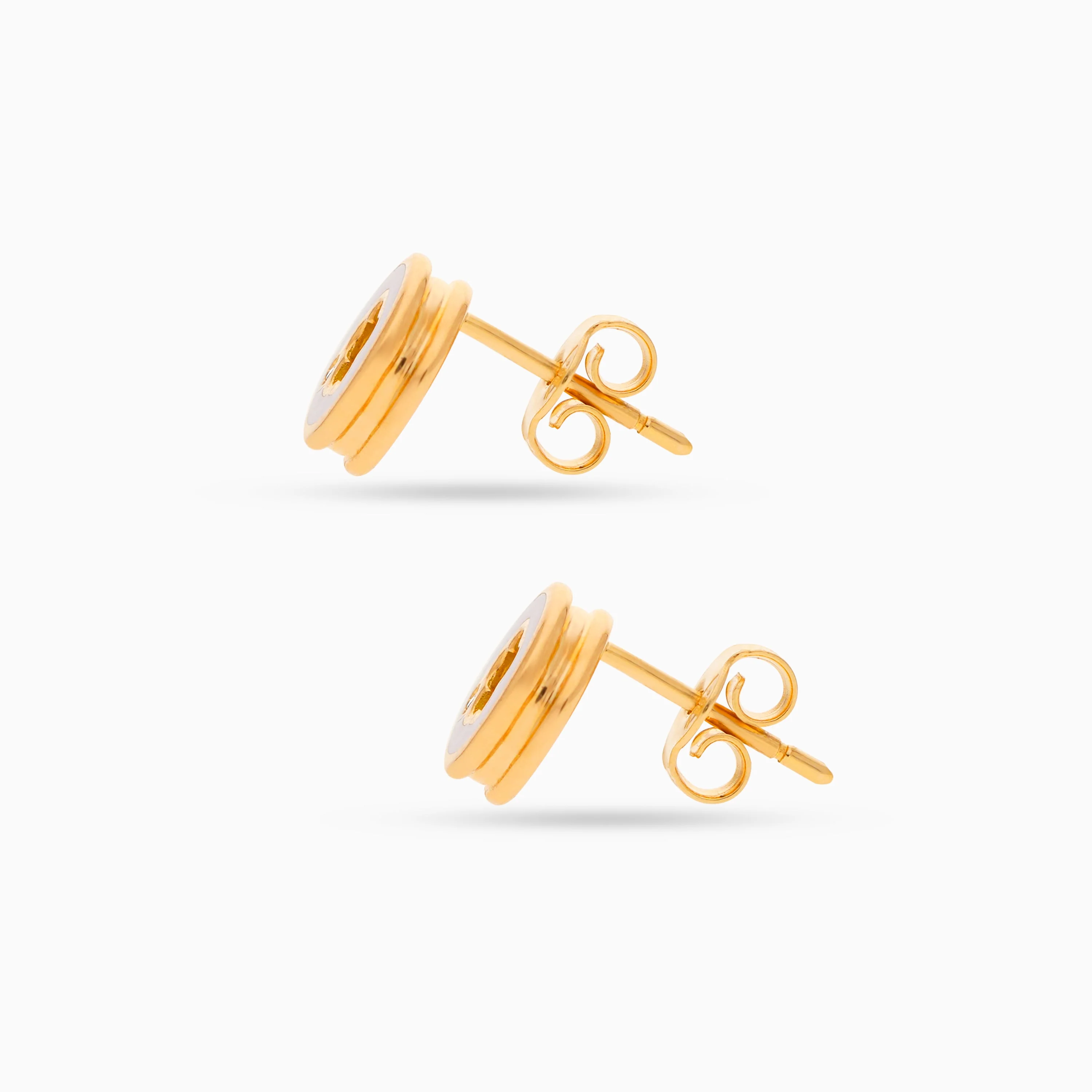 18K Yellow Gold Kids' Earrings with Natural Diamonds and Pink Enamel – Lusi Collection - Image 3