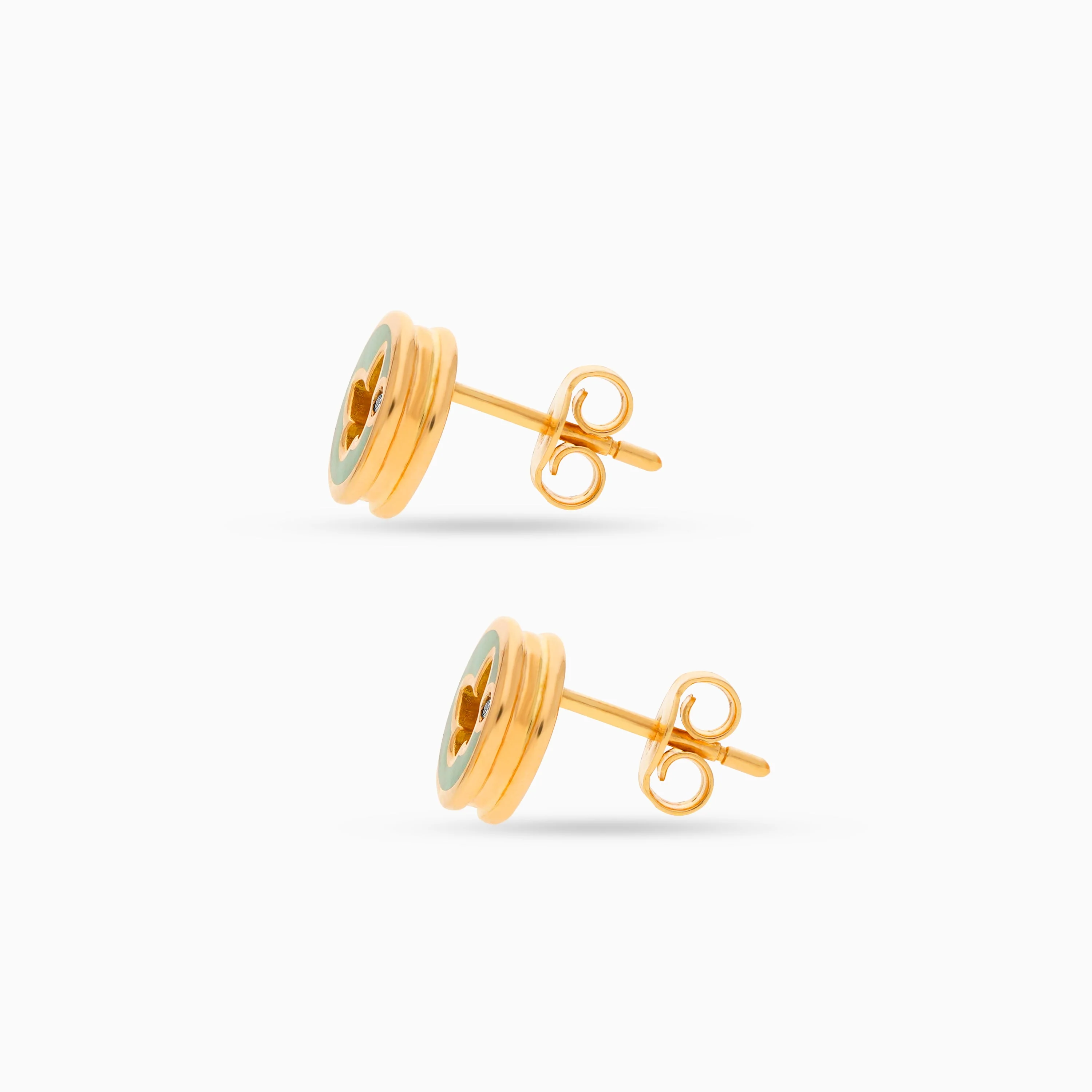 18K Yellow Gold Butterfly Earrings with Natural Diamonds and Malachite for Kids – Lusi Collection - Image 3