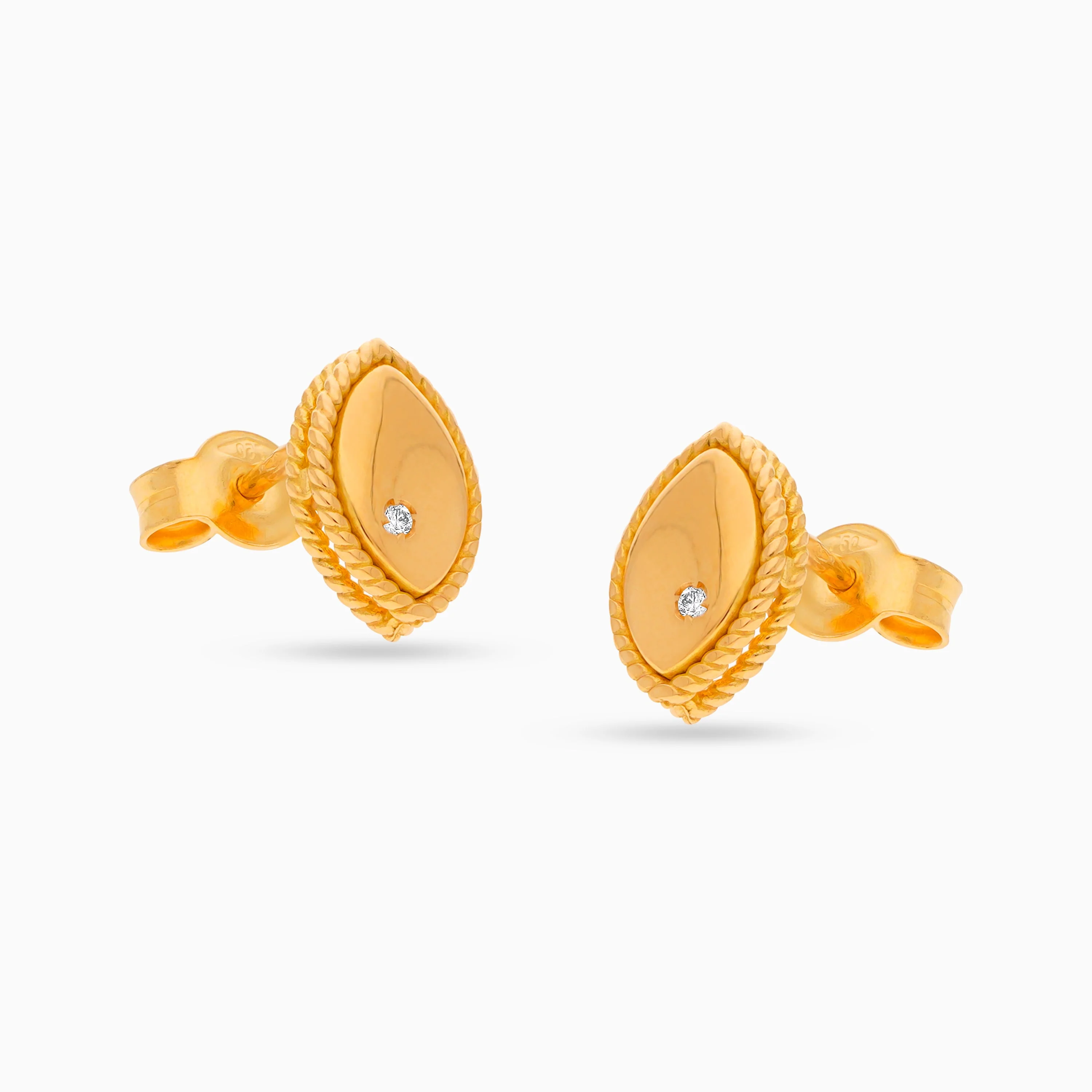 18K Yellow Gold Oval Diamond Earrings for Kids – Lusi Collection - Image 2