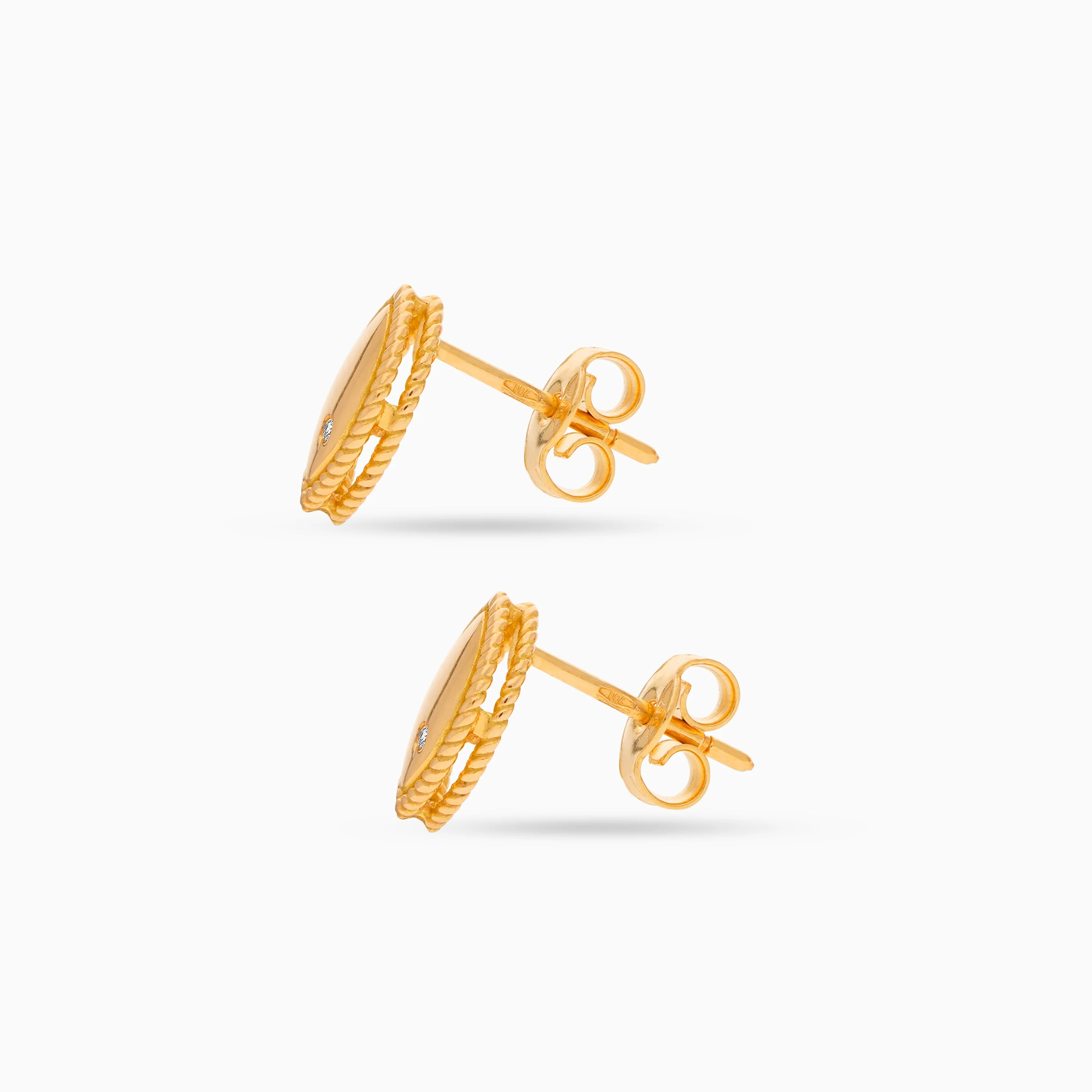 18K Yellow Gold Oval Diamond Earrings for Kids – Lusi Collection - Image 3