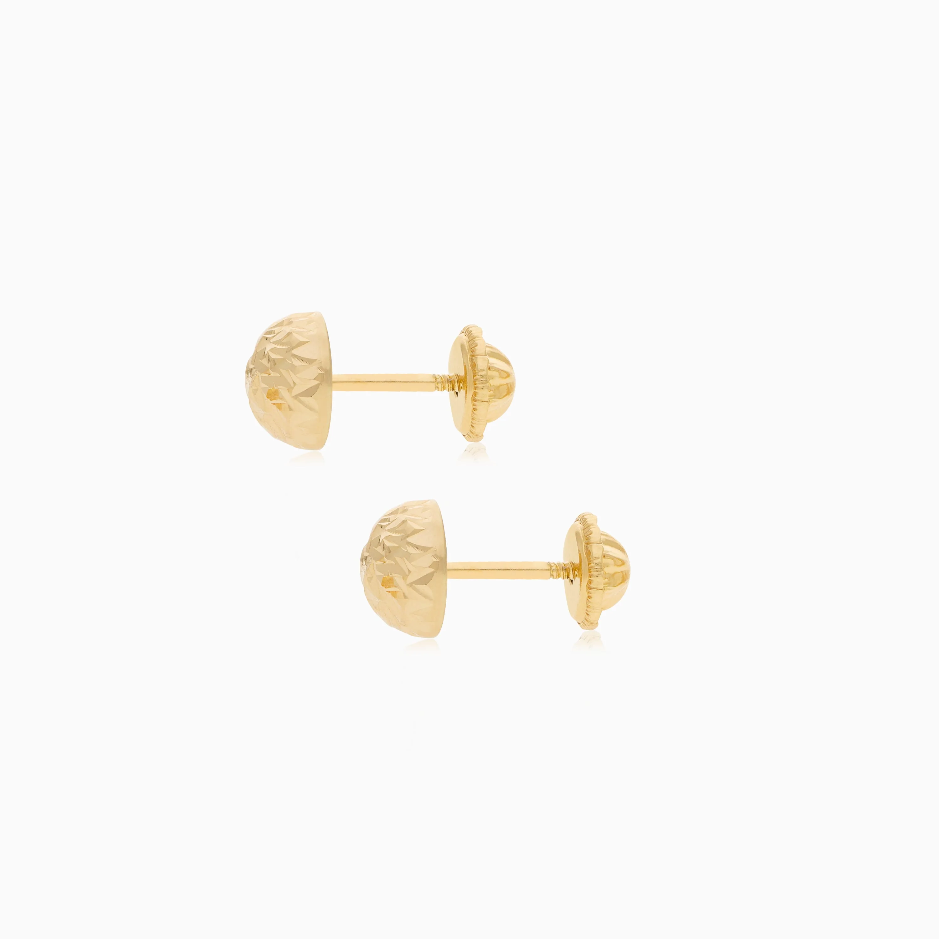 18k Yellow Gold Round Button-Shaped Earrings | Spanish Kids Collection - Image 2