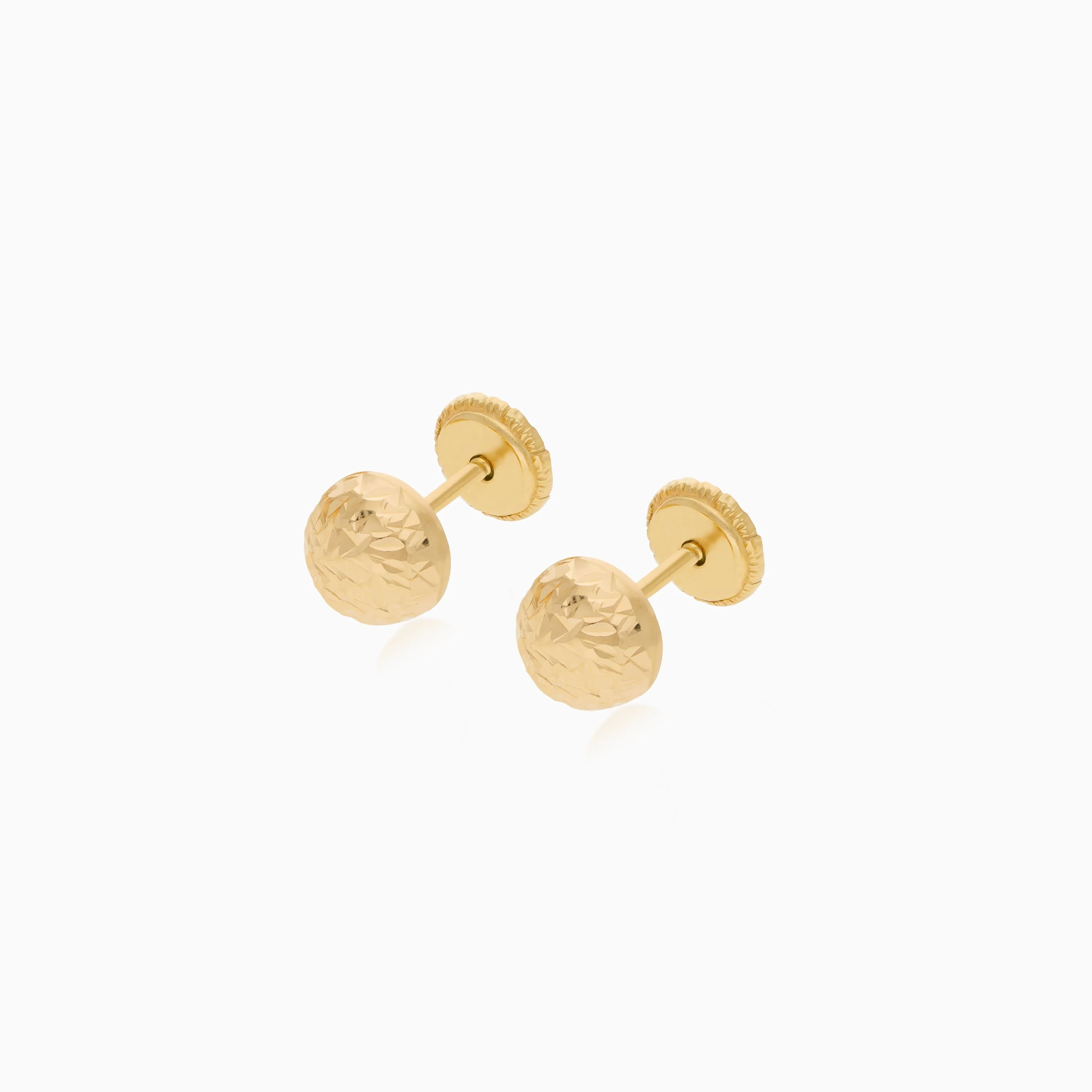 18k Yellow Gold Round Button-Shaped Earrings | Spanish Kids Collection - Image 3