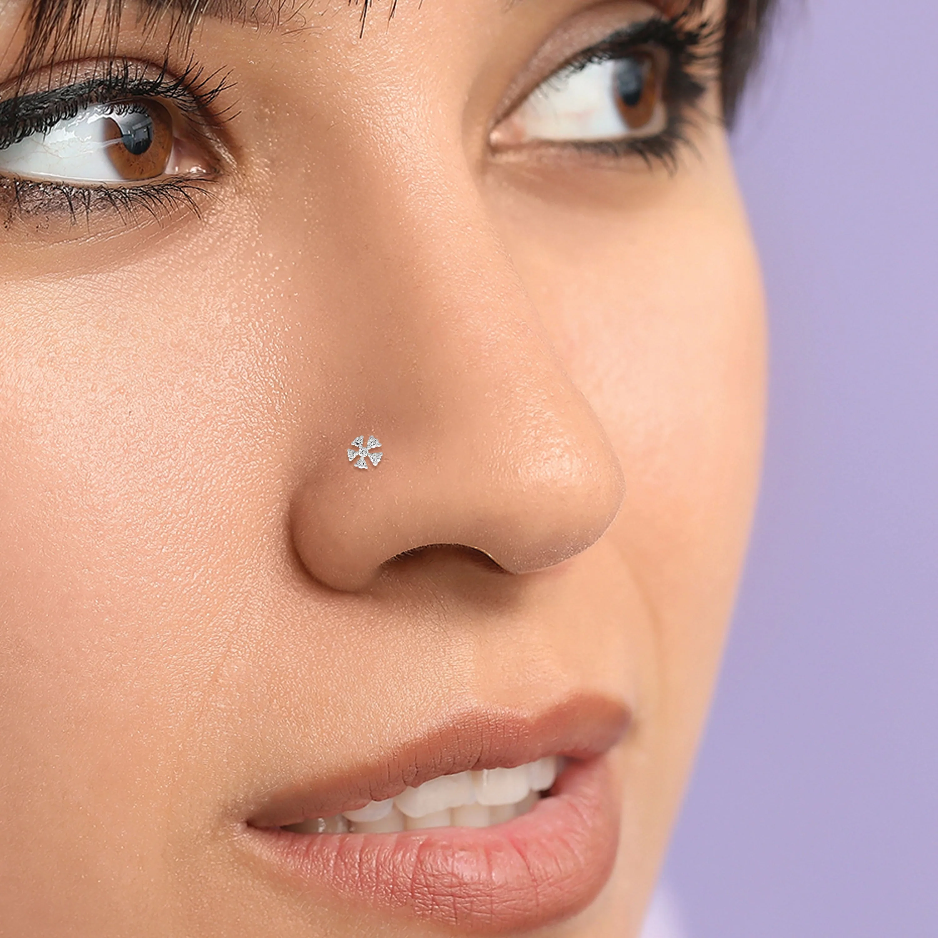 Natural Diamond Nose Pin in 18K Yellow Gold - Image 2