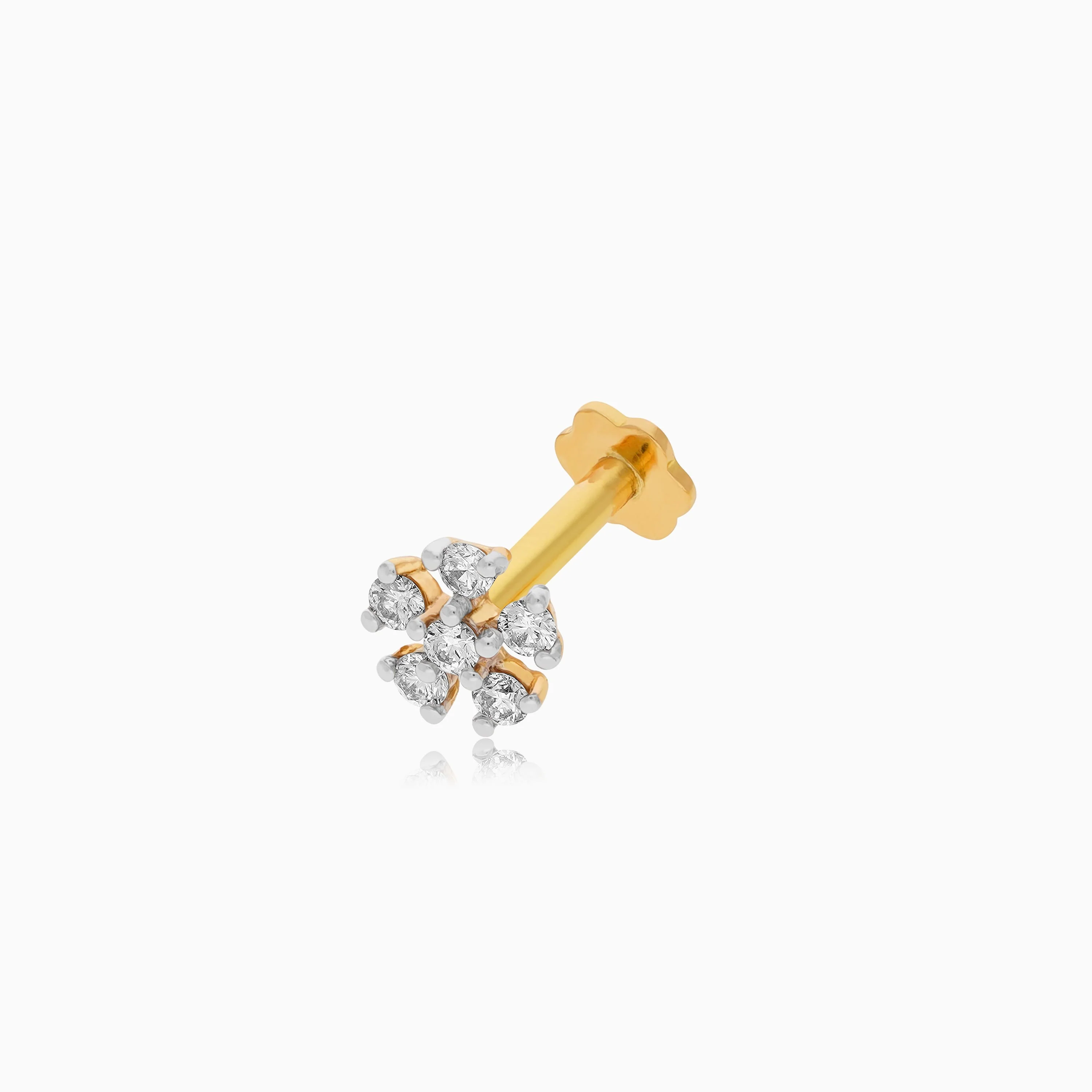 Natural Diamond Nose Pin in 18K Yellow Gold - Image 3