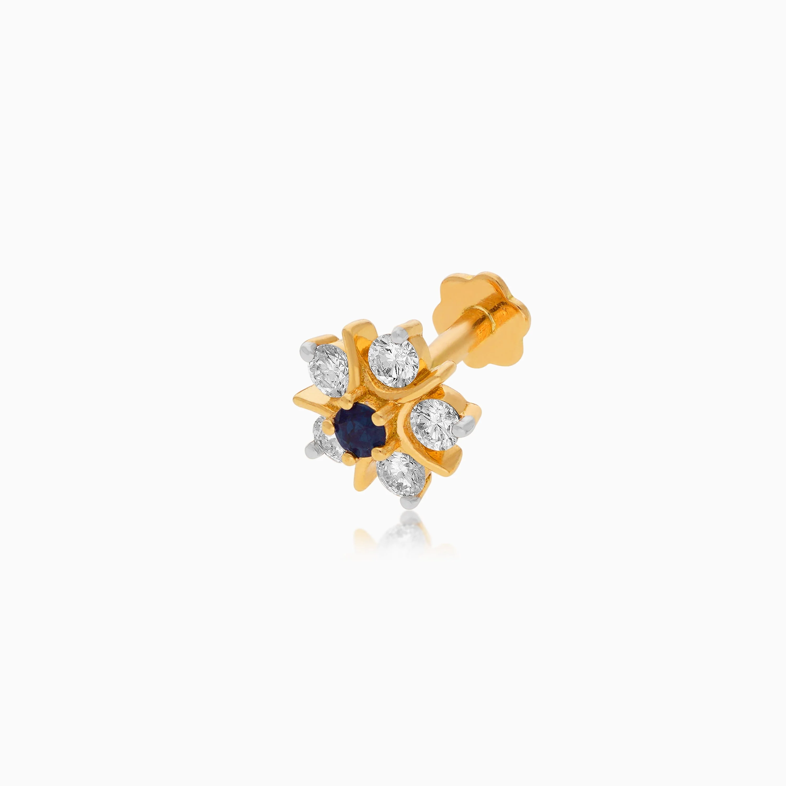 18K Gold Nose Pin Adorned with Natural Diamonds - Image 3