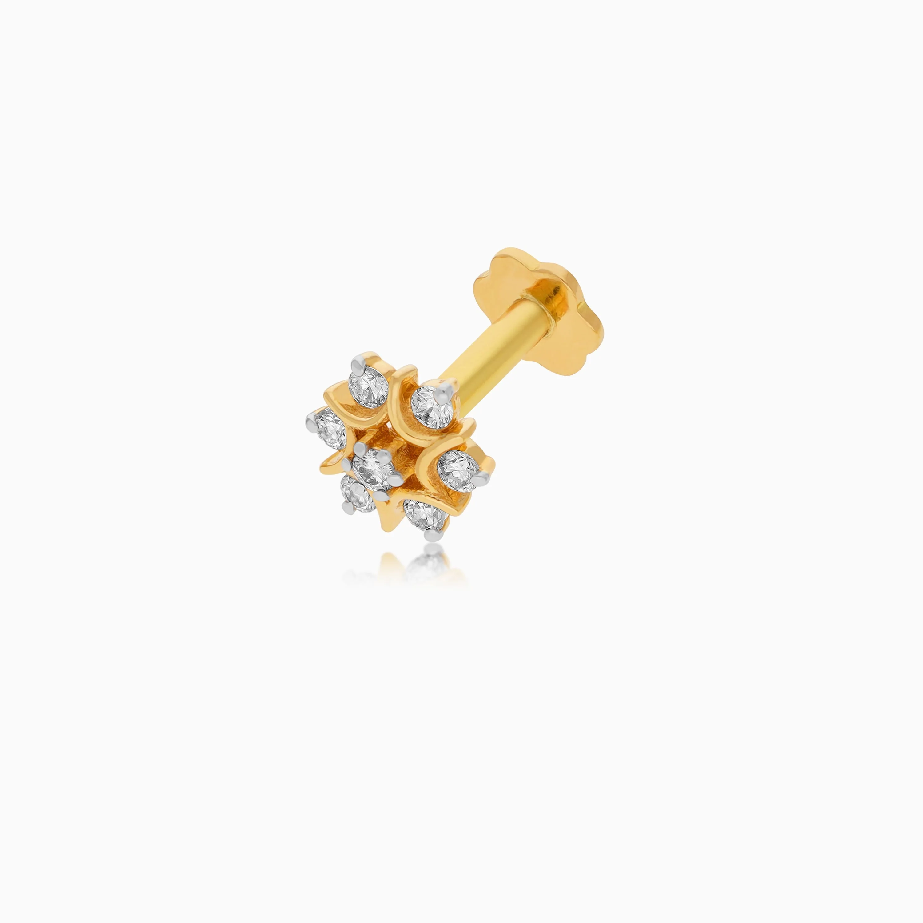 18K Gold Nose Pin Featuring Natural Diamonds - Image 3