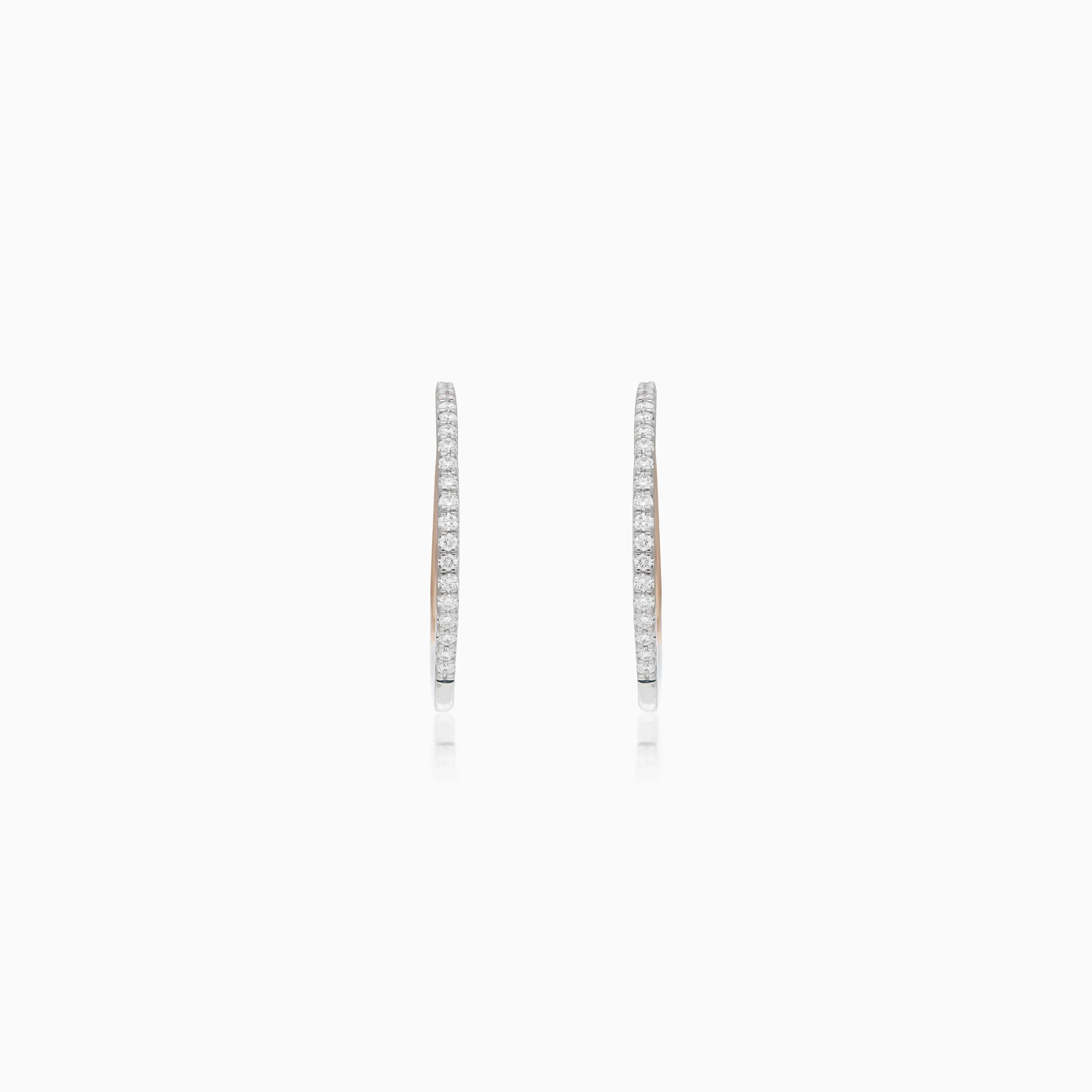 18K Rose Gold and Platinum Earrings decorated with natural diamond stones - Evara Collection - Image 3