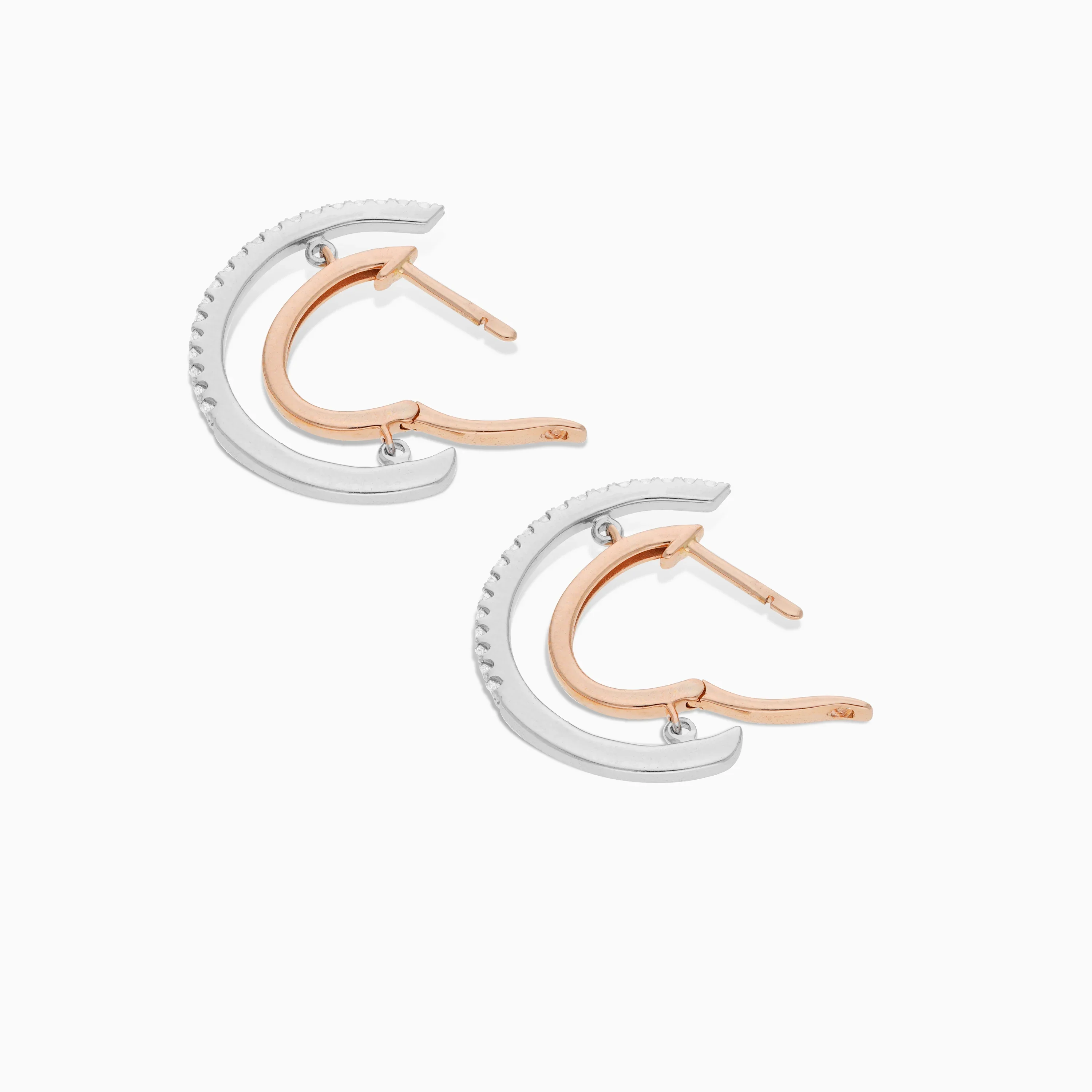 18K Rose Gold and Platinum Earrings decorated with natural diamond stones - Evara Collection - Image 4