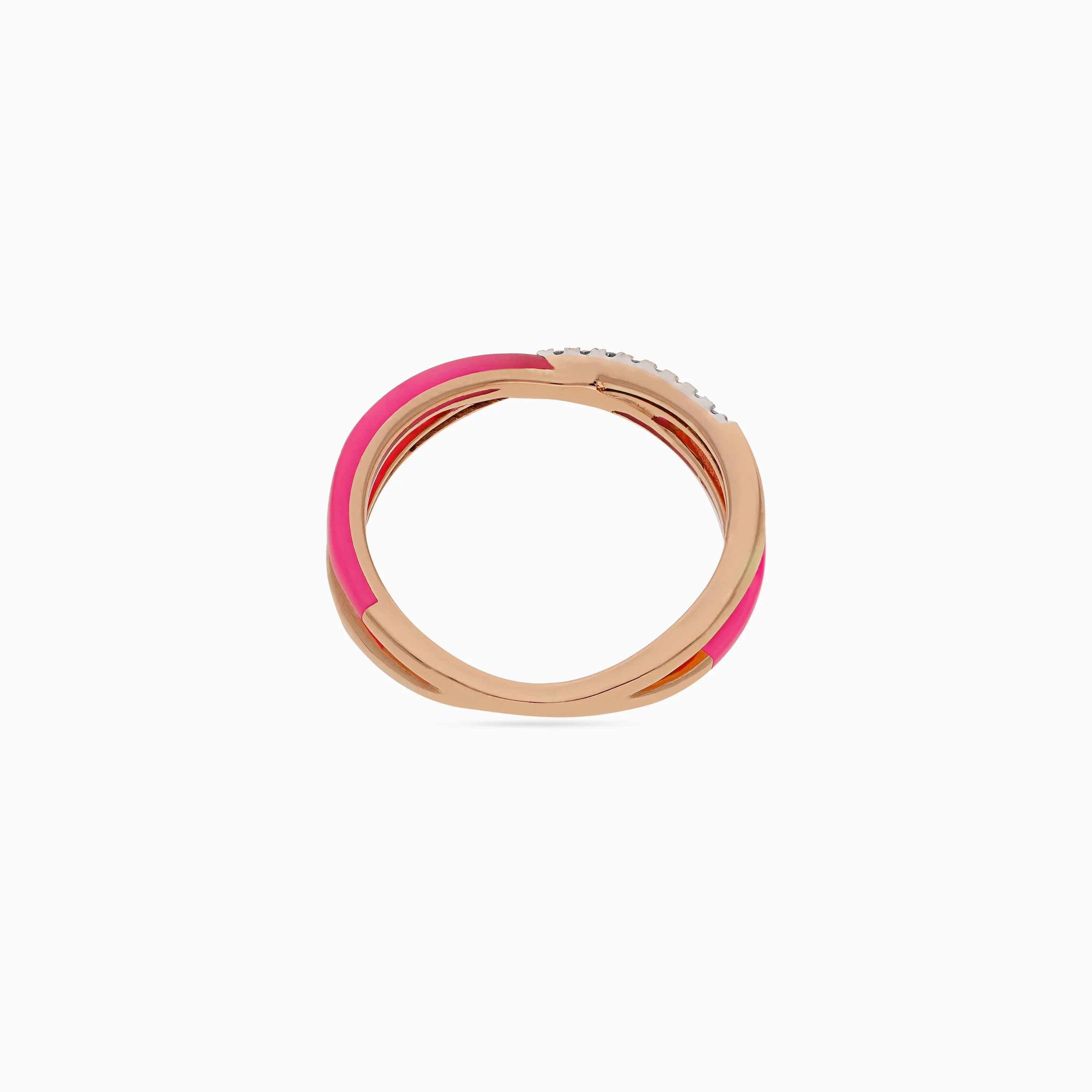 18k Rose Gold Ring with Diamonds and Pink Ceramic | Alwan Collection - Image 3