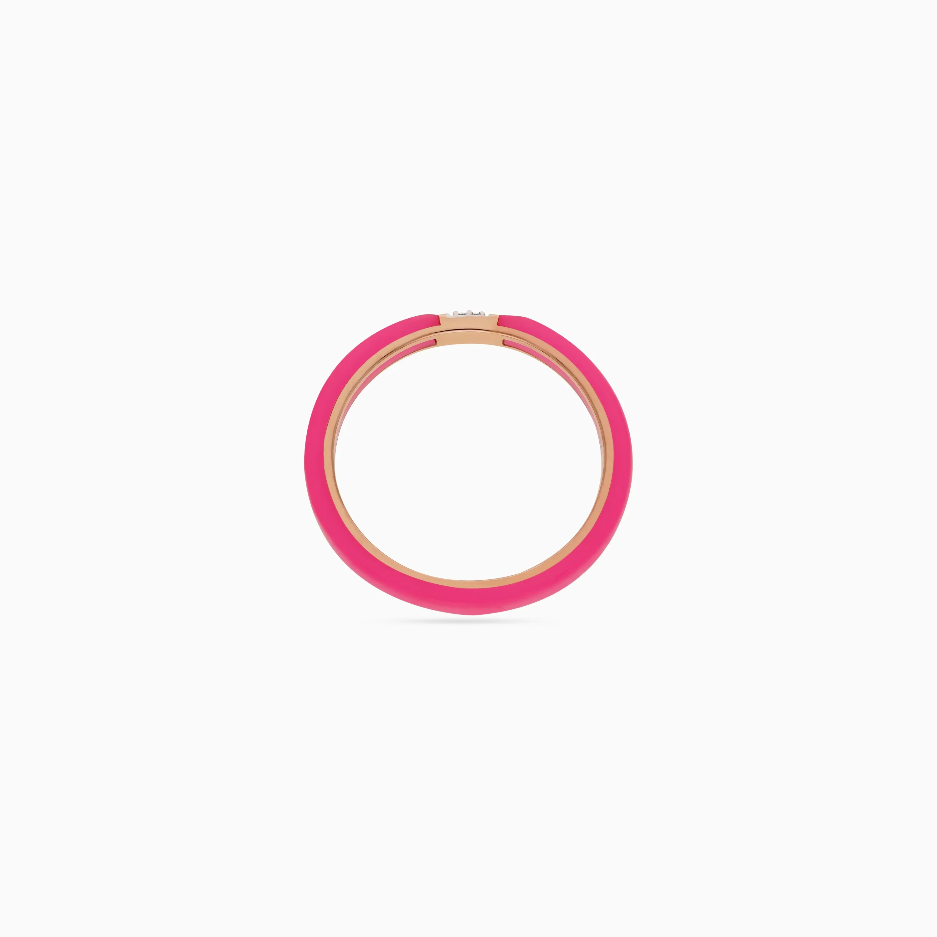 18K Rose Gold Ring with Diamonds and Pink Ceramic | Alwan Collection - Image 3