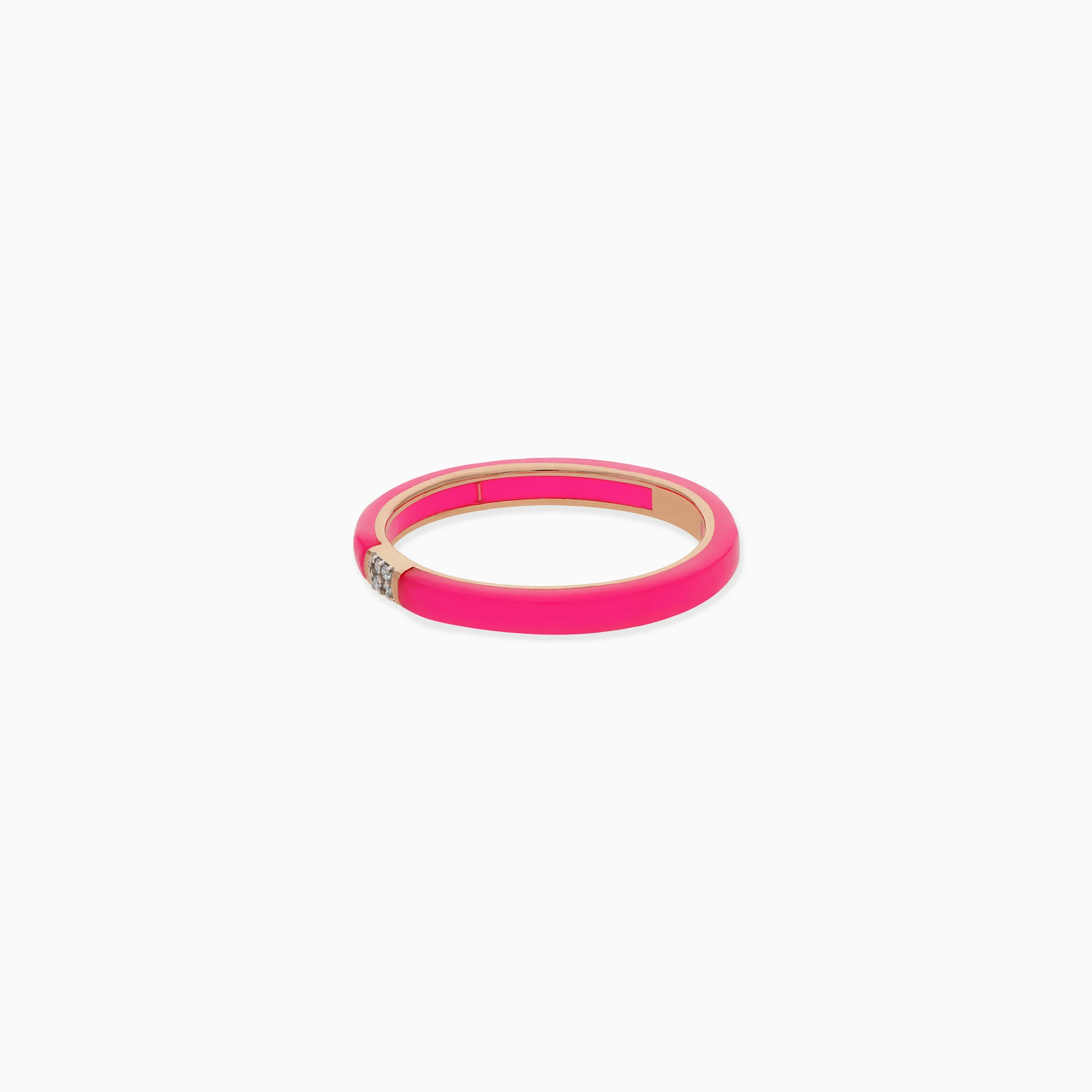 18K Rose Gold Ring with Diamonds and Pink Ceramic | Alwan Collection - Image 4