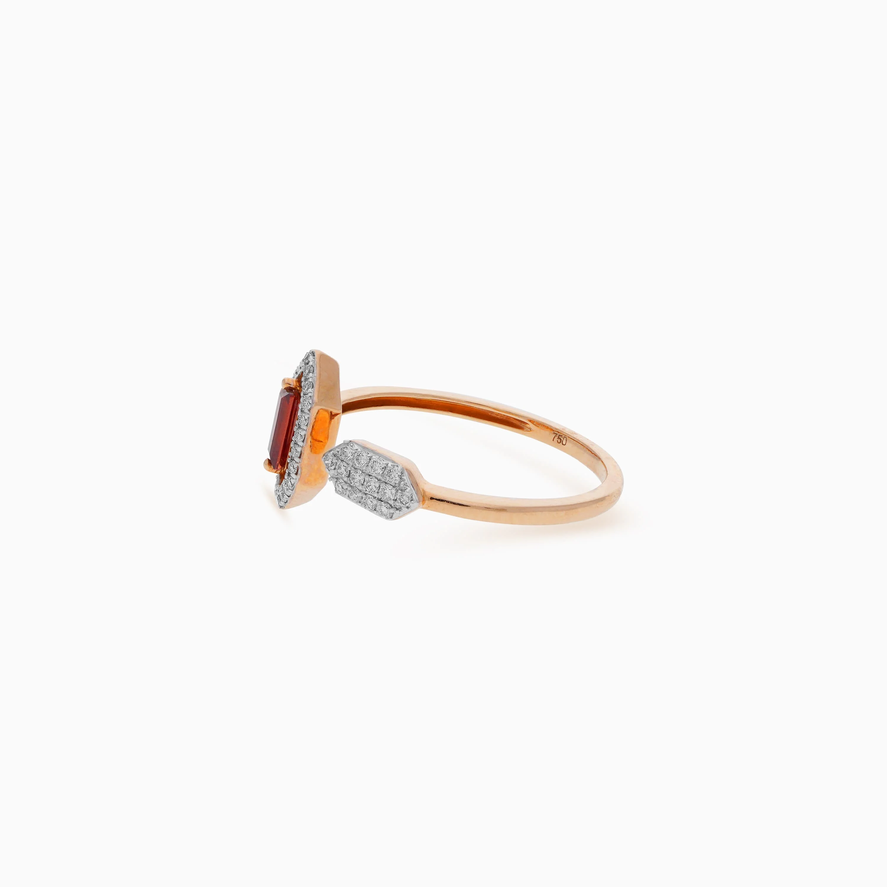 18k Rose Gold Ring with Garnet & Natural Diamonds | Rabiya Collection - Image 3