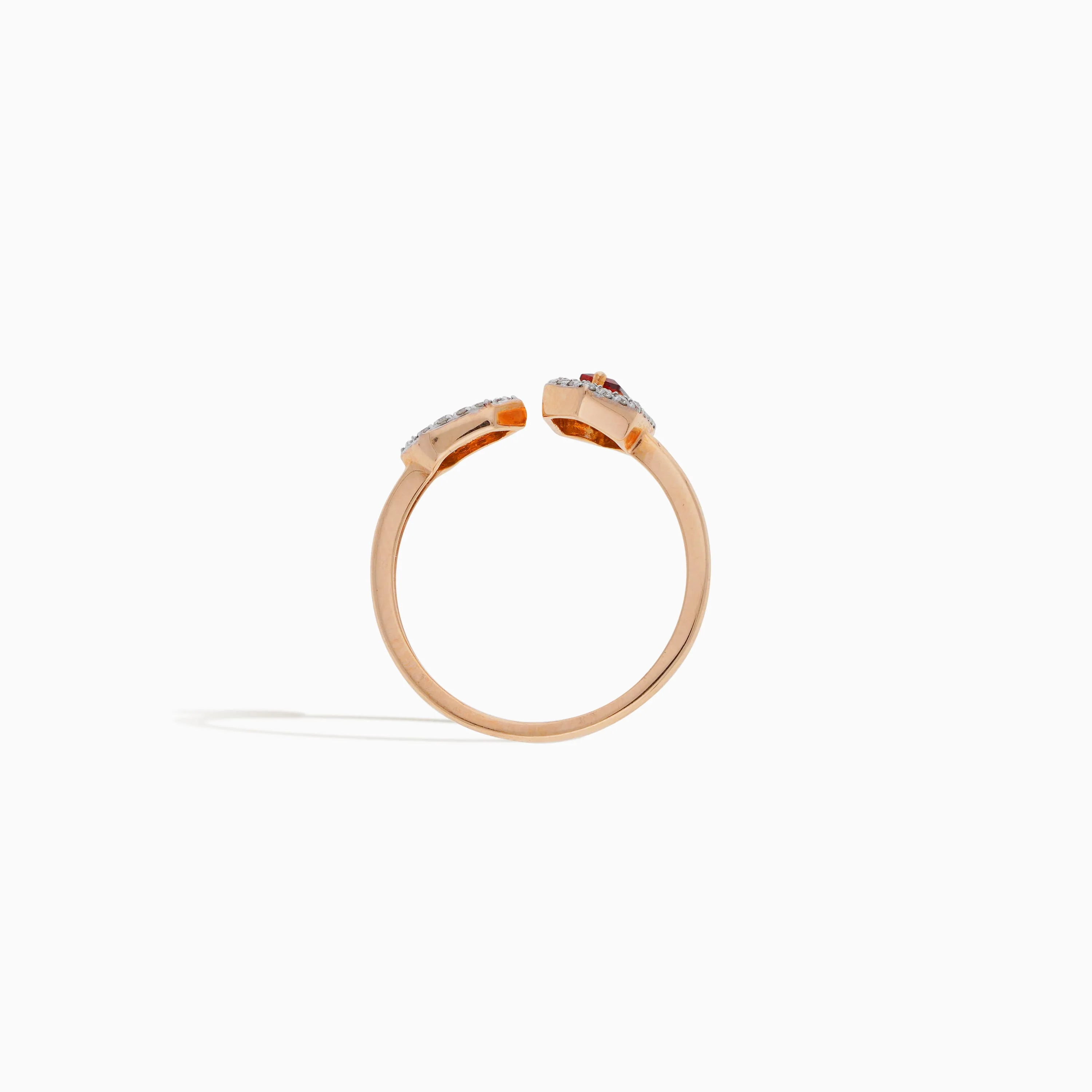 18k Rose Gold Ring with Garnet & Natural Diamonds | Rabiya Collection - Image 4